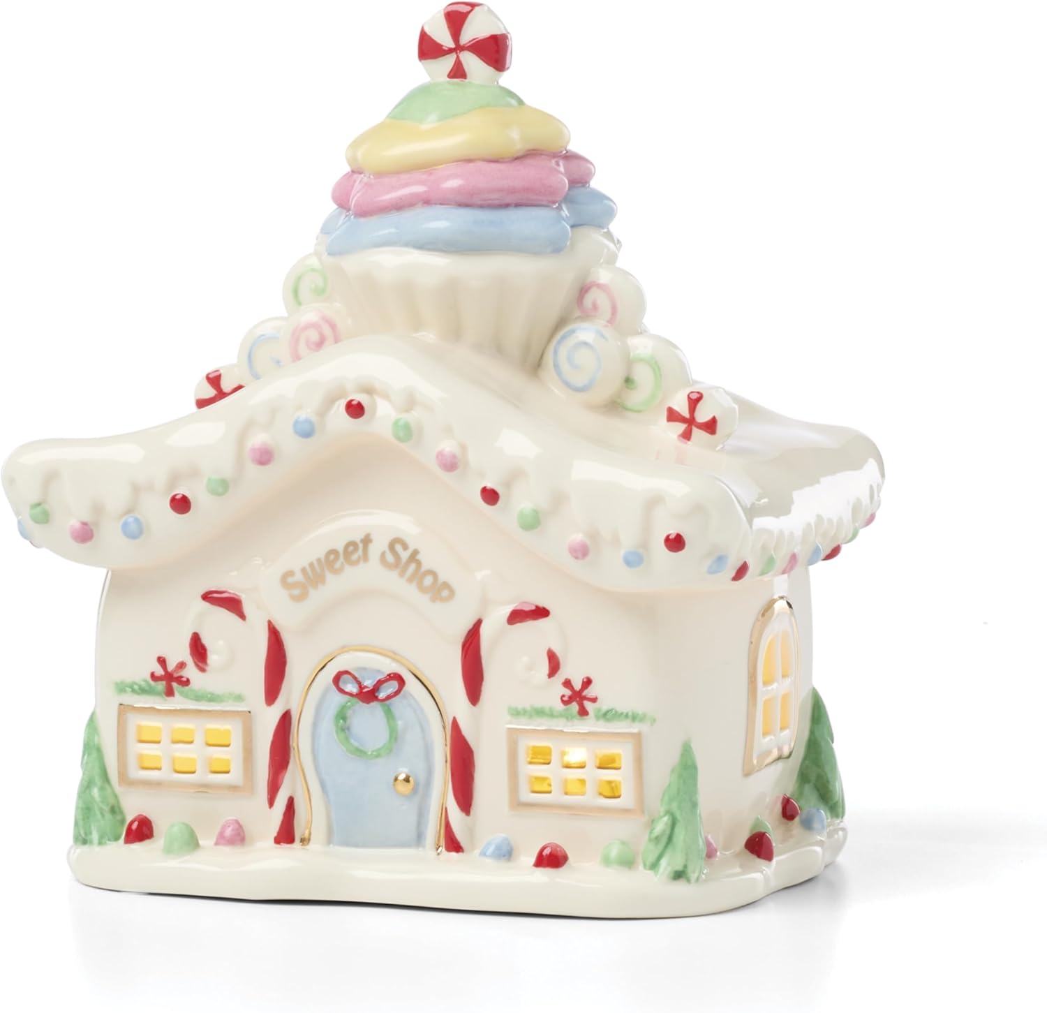 Lenox 897730 Who-Ville Sweet Shop Light-Up Figurine, The Grinch, Christmas Decor Indoor, 5.25 x 6.25-inches, 3 AAA Batteries Required