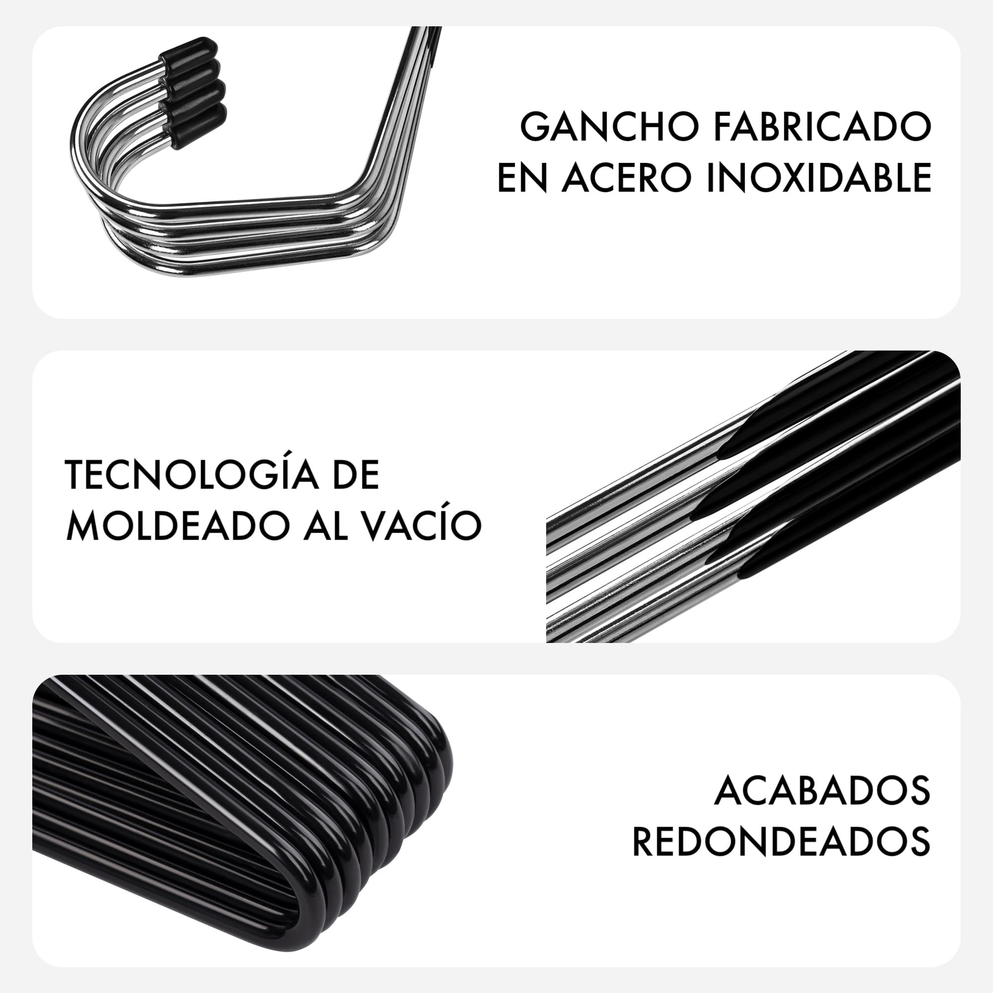 Perchas para Pantalones Ahorra Espacio. Pack de 20 Unidades. Resistentes. Metalicas. Antideslizantes. Lado Abierto. Sin Pinzas. Organizador Armario. Vaqueros, Bufandas, Chinos, Chandal, Jeans.
