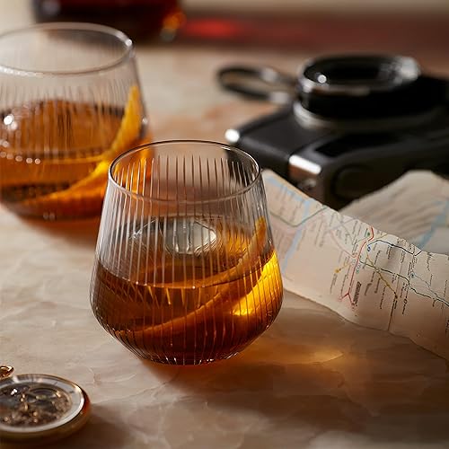 Miniatura 3 de GRACE ERA Rituals - Juego de 2 vasos de whisky a la antigua, vasos de bar de 10 onzas para beber whisky escocés, ron de cóctel, coñac, bourbon,