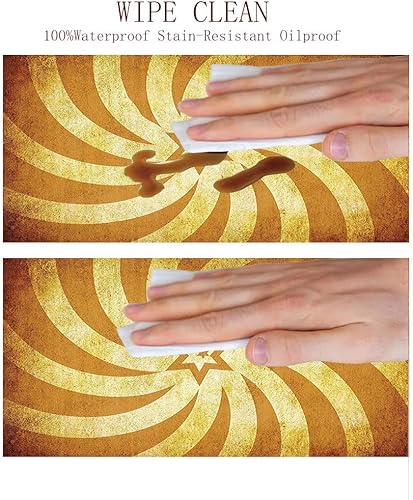 Miniatura 6 de Mantel de cierre de borde redondo, mantel de borde elástico naranja quemado, líneas torcidas en espiral que parecen sol, se adapta a mesas redondas