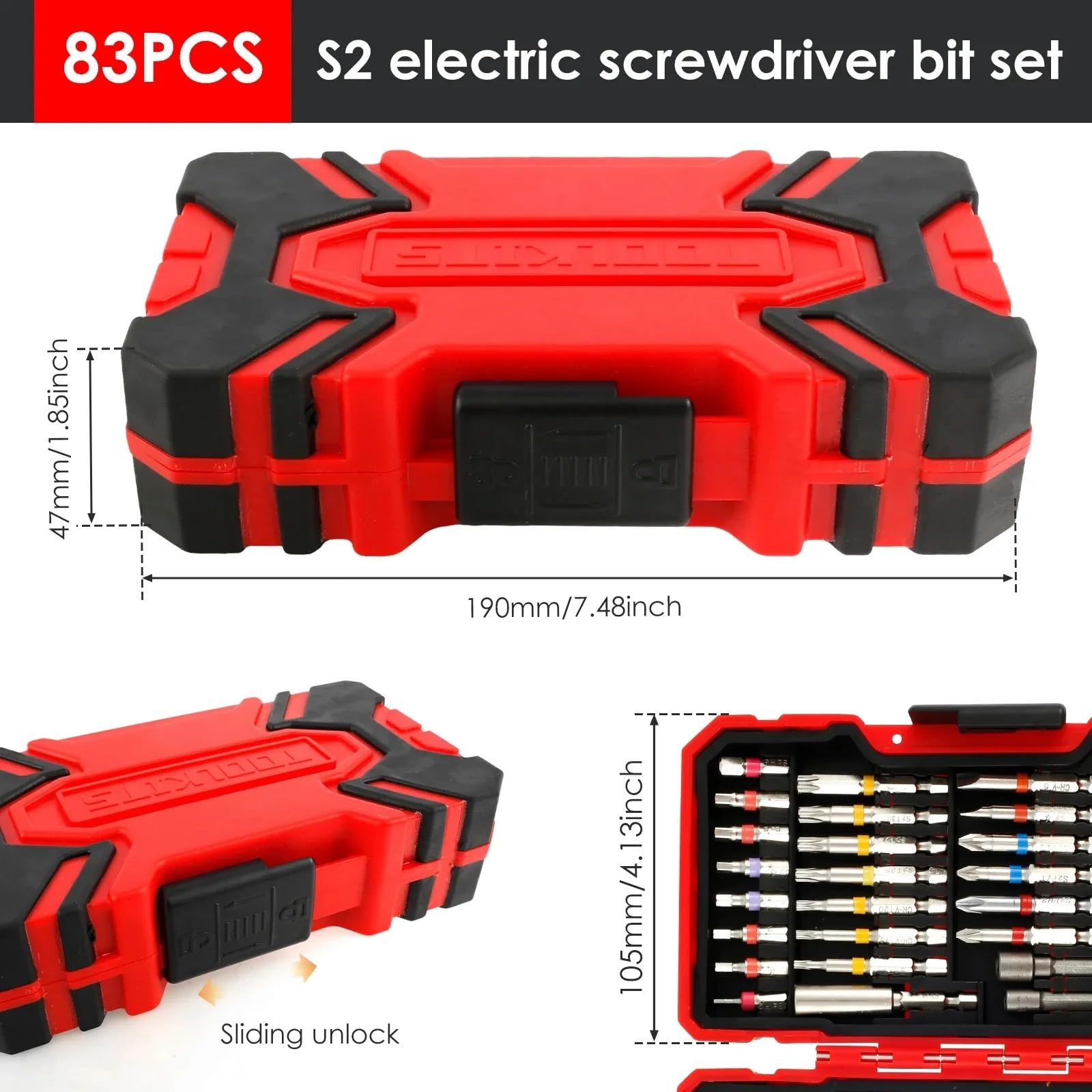 Cacciavite Set di punte for cacciavite da 83 pezzi sicurezza colorate cacciaviti elettrici con custodia trapano lunghe magnetiche in acciaio portatili