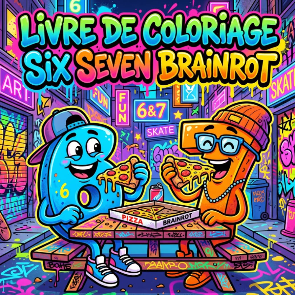 Livre de Coloriage Six Seven Brainrot: Livre de Dessin 6 et 7 pour Enfants et Ados avec Gros Contours – Coloriages Drôles de Chiffres, Memes Internet et Humour Épique