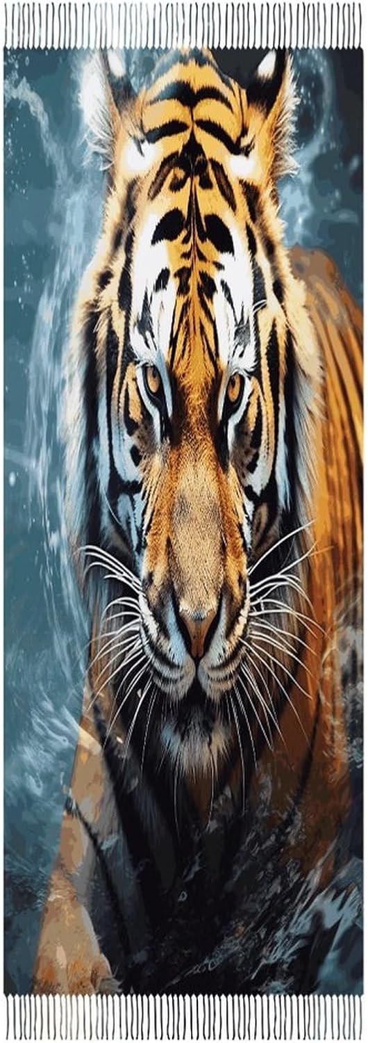 Cool Tiger Winter Scarf for Women Soft Tassel Scarves Oversized Wraps Long Shawl Cold Weather Thick Blanket Scarfs