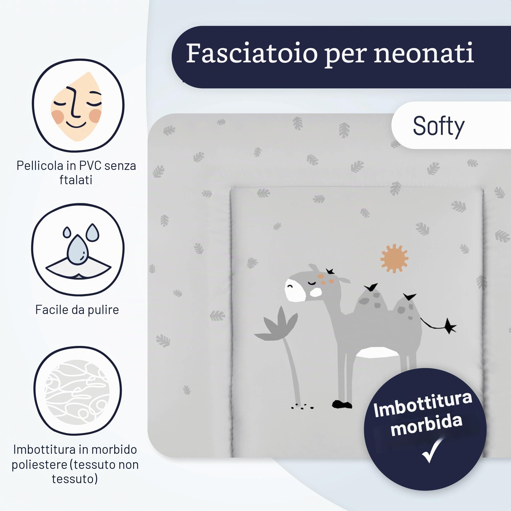 Julius Zöllner Materassino fasciatoio Softy, 85 x 75 cm, impermeabile e lavabile, prodotto in Germania, Oeko-Tex Standard 100, colore: grigio savana