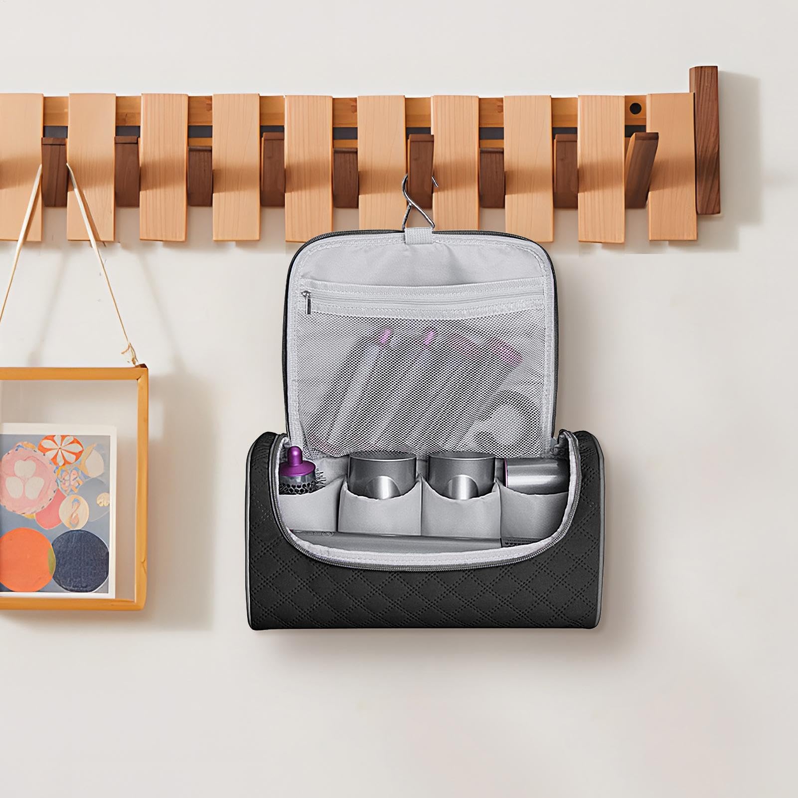 Bolsa para secador de Pelo,Bolsa de Viaje para secador de Pelo | Organizador de Herramientas para el Cabello con Bolsa para rizador de Gran Capacidad con Gancho - Bolsas portátiles para el