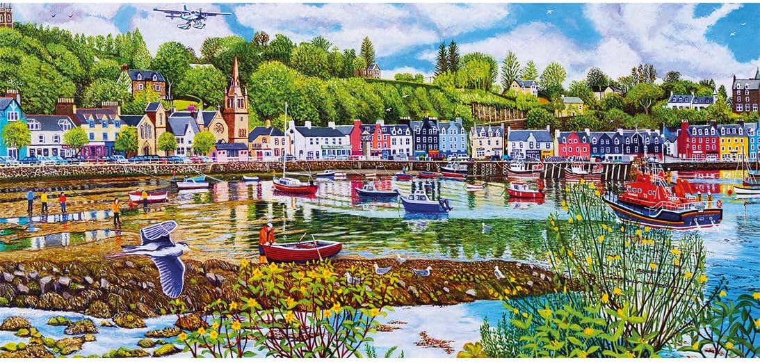Low Tide at Tobermory | 636 Piece Jigsaw Puzzle | Panoramic Seaside Puzzle | Sustainable Jigsaw Puzzle for Adults | Premium 100% Recycled Board | Great Gift for Adults | Gibsons Games