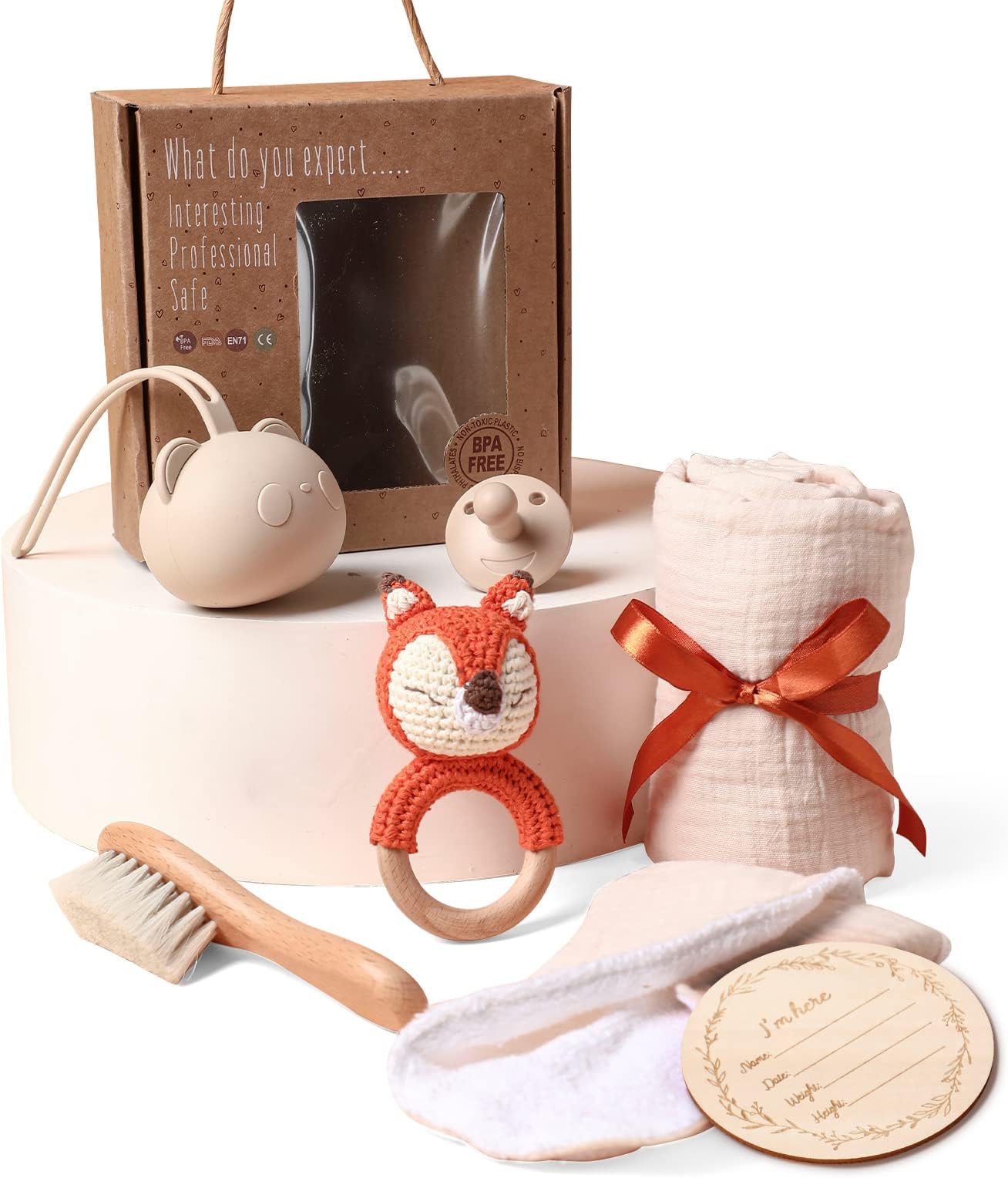 EERKEOD Baby Gift Set for Newborn New Baby Gift Set - Newborn Baby Essentials Baby Bath Set with Baby Blanket Baby Rattle - New Born Baby Girls Gift & Baby Boy Gifts for Baby Shower