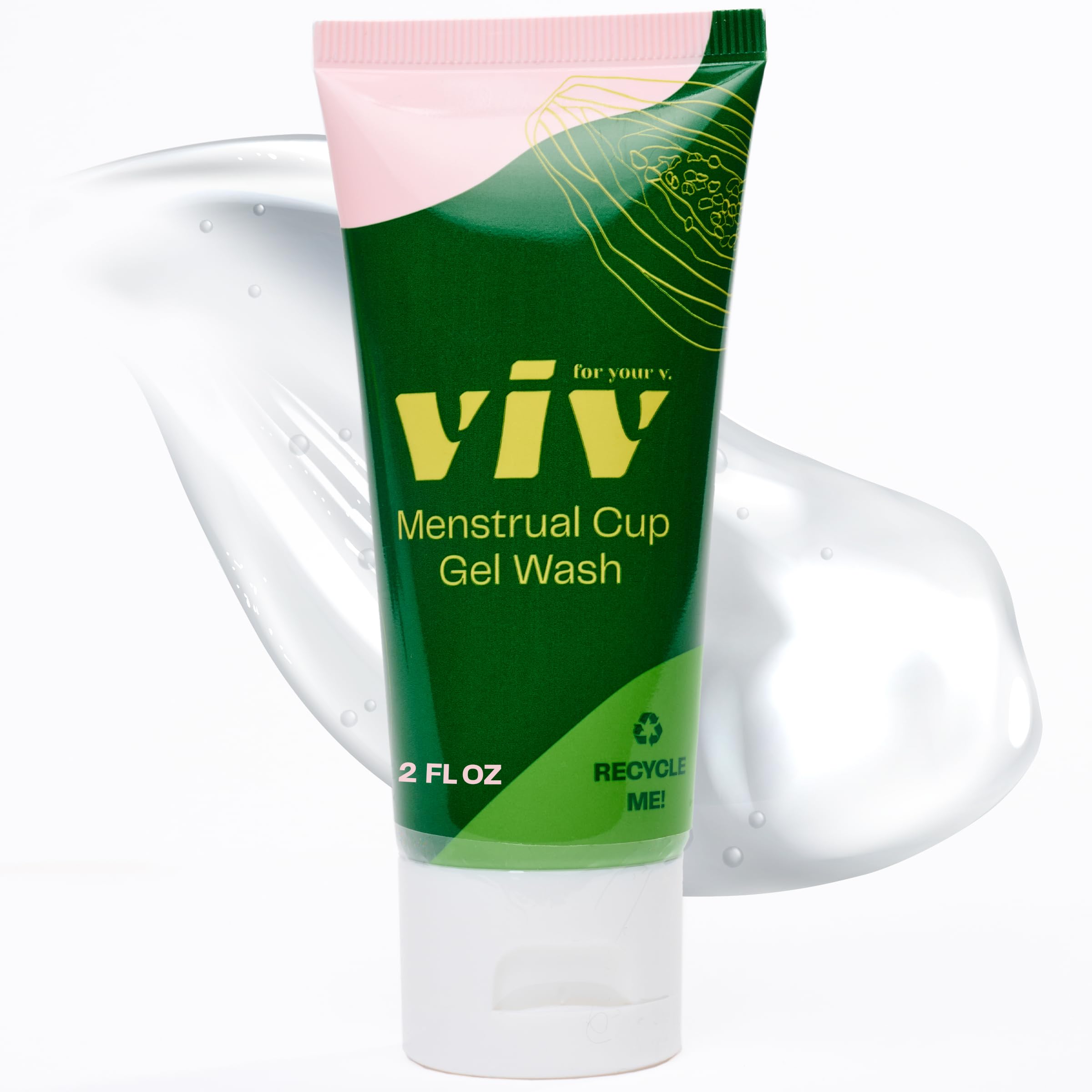 Viv for your V Premium Menstrual Cup & Disc Gel Wash, Gentle, Safe, Cleanser to Wash Reusable Silicone Period Cups & Discs, Free of Toxins, Parabens, and Fragrances, 2 fl. oz.