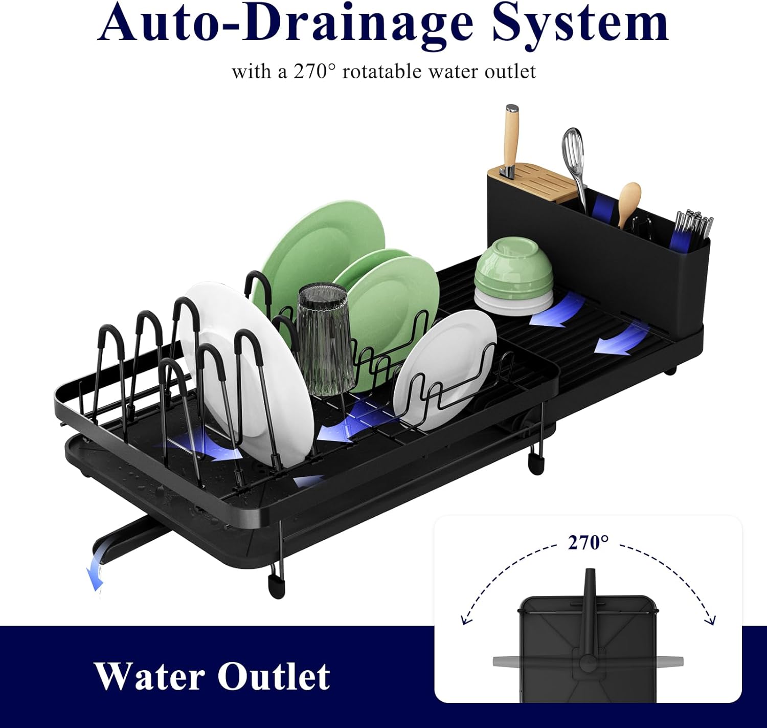 Kitsure Kitchen Dish Drying Rack - Extendable w/Large Capacity, for Counter, Multipurpose Drainer w/Detachable Brackets Pot Lids, Dishes, Pans, Grey Gray