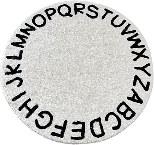 ABC - Alfombra redonda del alfabeto para niños, tapete de juego de dibujos animados, suave felpa para aprendizaje educativo del bebé, alfombra