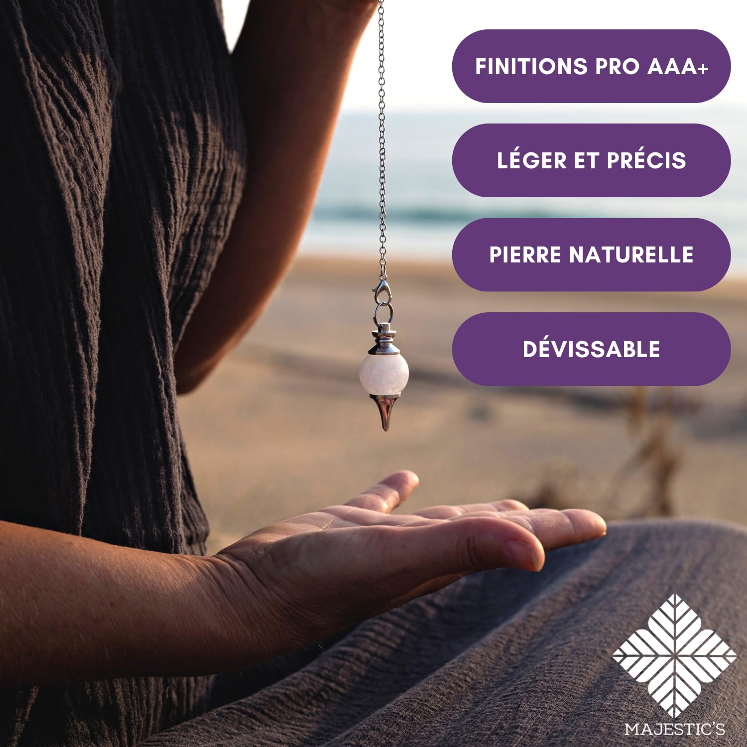 Pendule divinatoire de Radiesthésie en Améthyste, Cristal de Roche et Œil de Tigre – Pendules Sephoroton en Pierre Naturelle – 14 GR [𝐆𝐀𝐑𝐀𝐍𝐓𝐈𝐄 𝐀 𝐕𝐈𝐄]