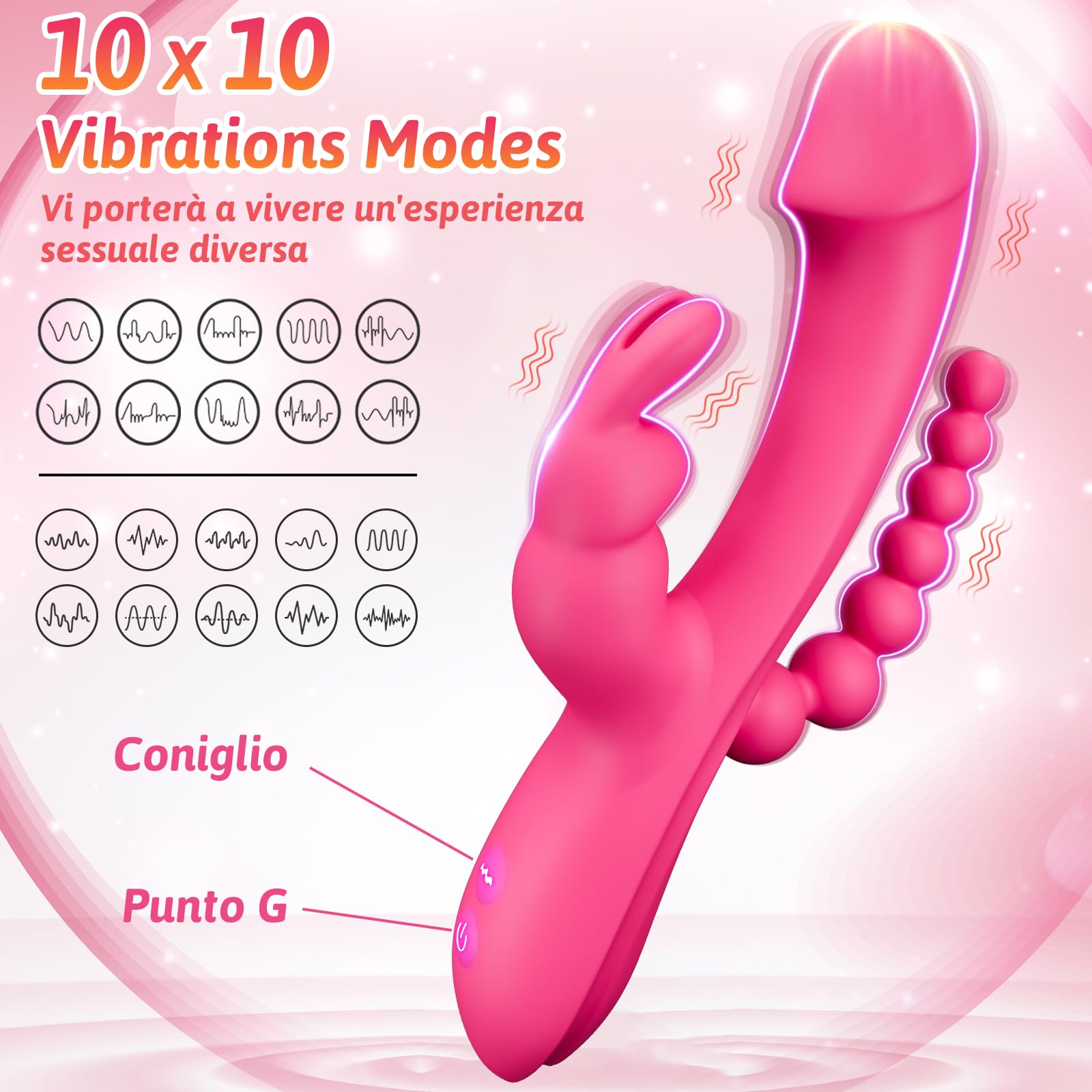 Vibratoreper donna del punto G Sex Toy - Dildo Stimolatore clitorideo, Giocattolo per adulti per il piacere femminile, doppio 10 modalità vibratore rosa anale Giocattolo del sesso di coppia