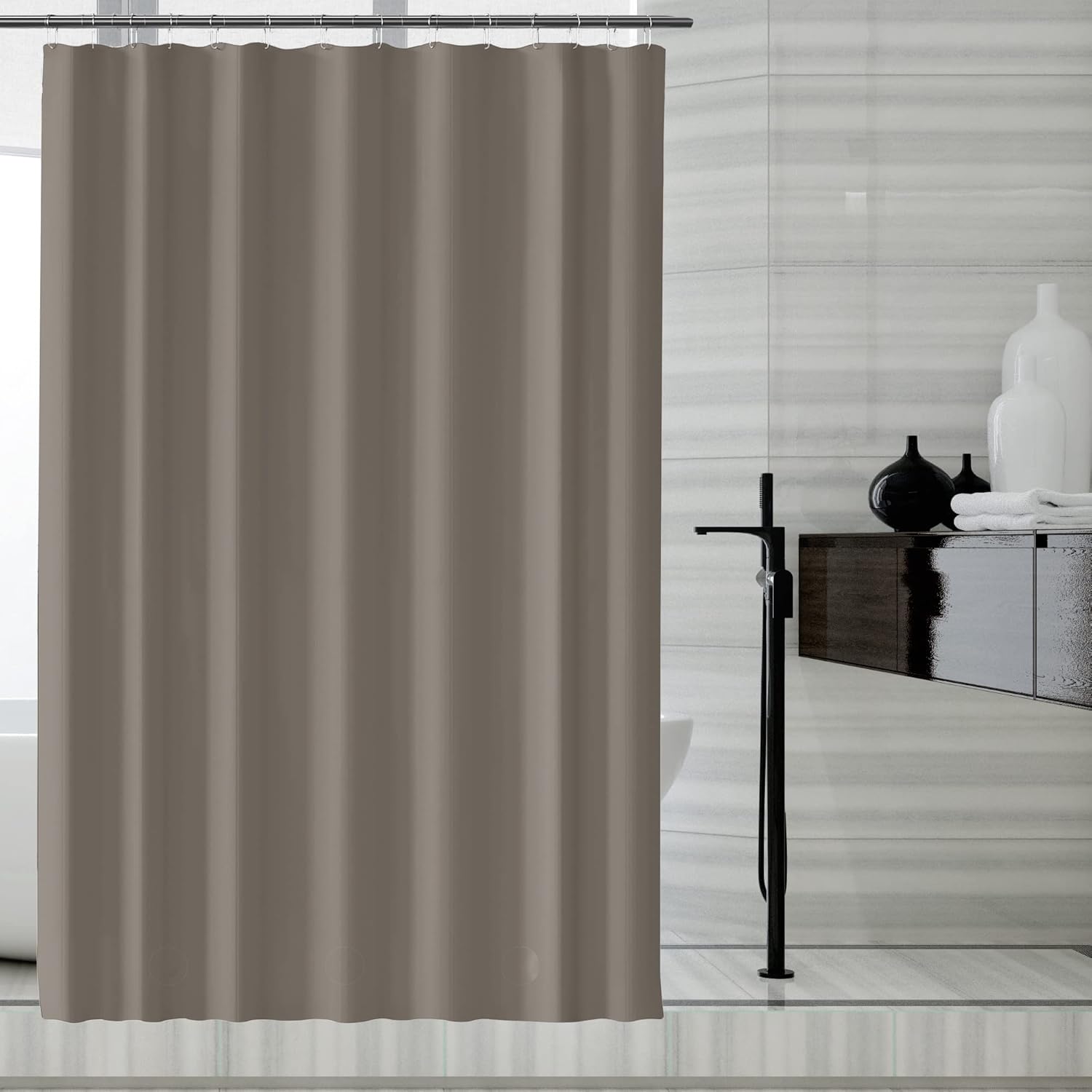 5 Pack Fabric Shower Curtain Liner with Magnets, Shower Curtain with Rustproof Metal Gromments and Waterproof Hotel Quality, 72 x 72 Machine Washable