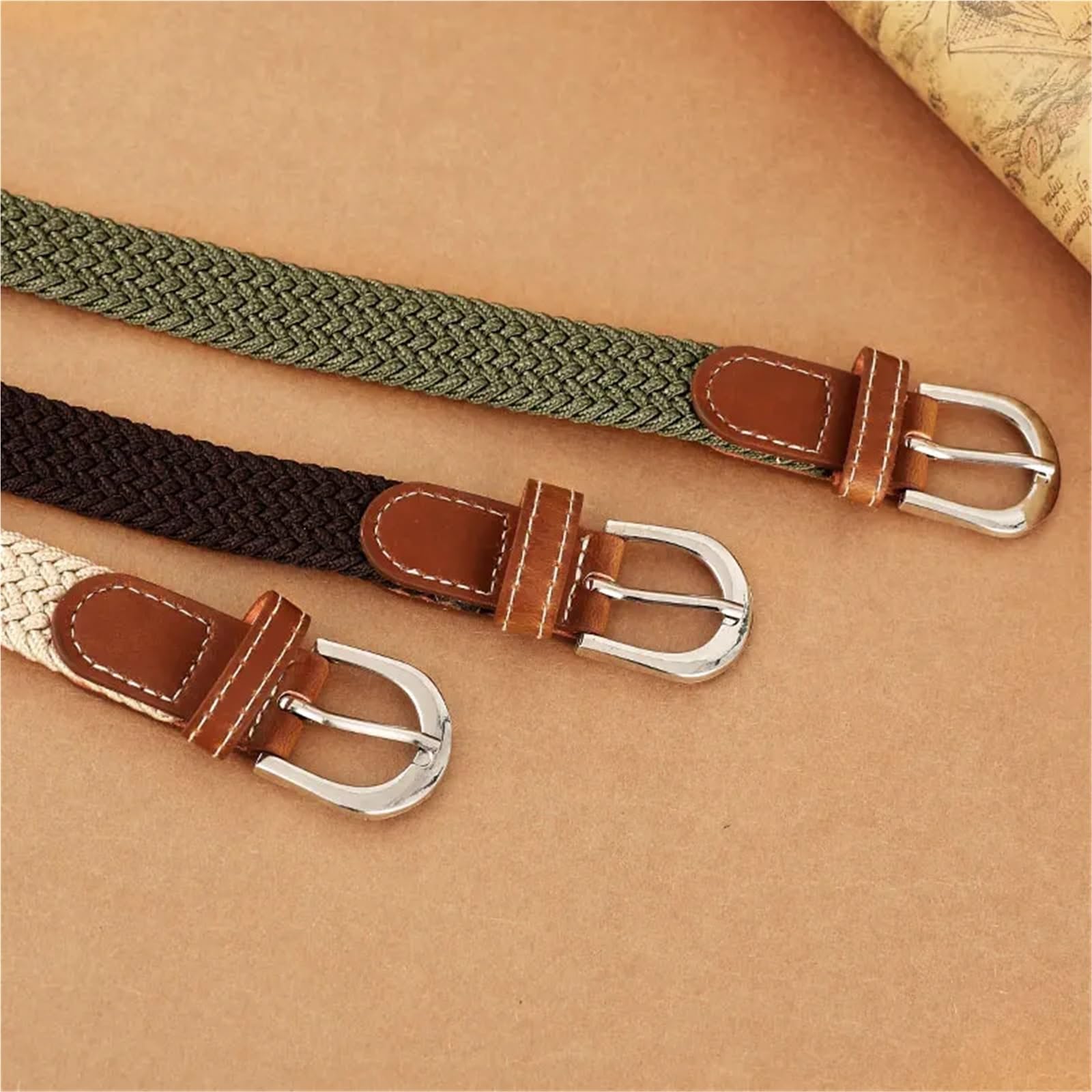 Ceinture En Cuir Pour Femmes Ceinture tissée élastique et for femmes, 2 pièces, en une seule tenue, ceinture Denim décontractée polyvalente for hommes Pour Femmes