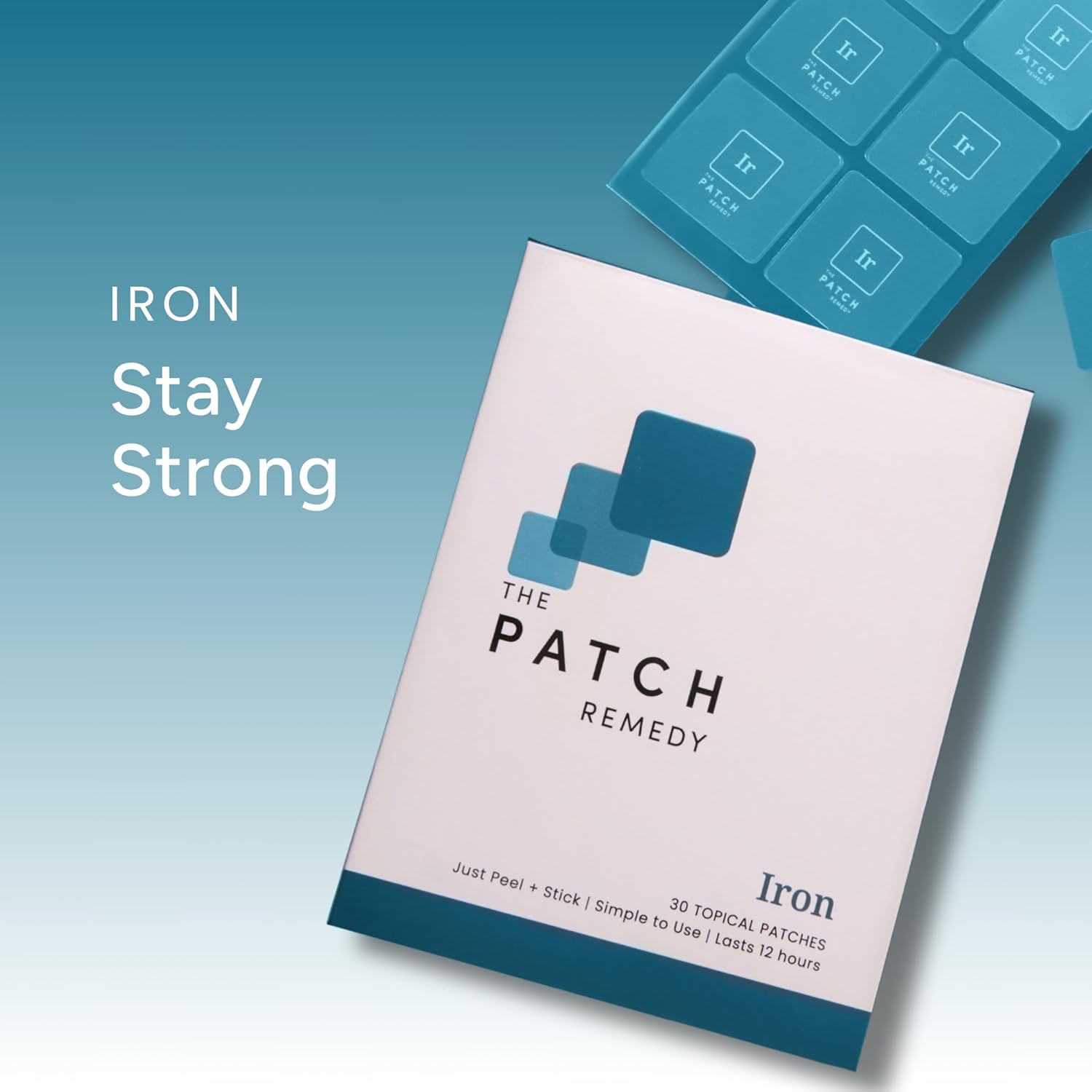 The Patch Remedy Iron Patch | Iron Bisglycinate, Vitamin C, B9 (Methylfolate), B12, Beta-Carotene, Astaxanthin | 30 Patches