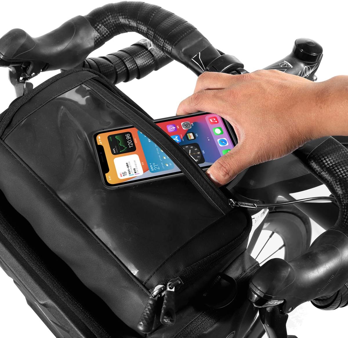 WILD MAN 4L Rainproof Handlebar Storage Bag with Touch Screen Use for MTB, Road, Folding Bikes & Scooters