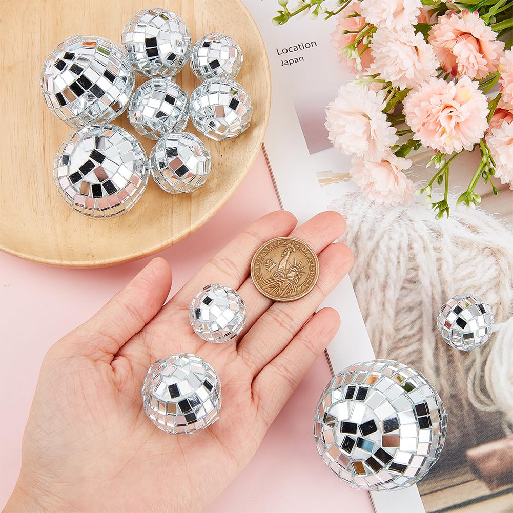 CRASPIRE 11 stuks 5 maten disco bal taart topper zilver mini disco ballen decoratie disco thema accessoires voor verjaardag taart feest 70s thema feest gunst taart disco bal party decoraties