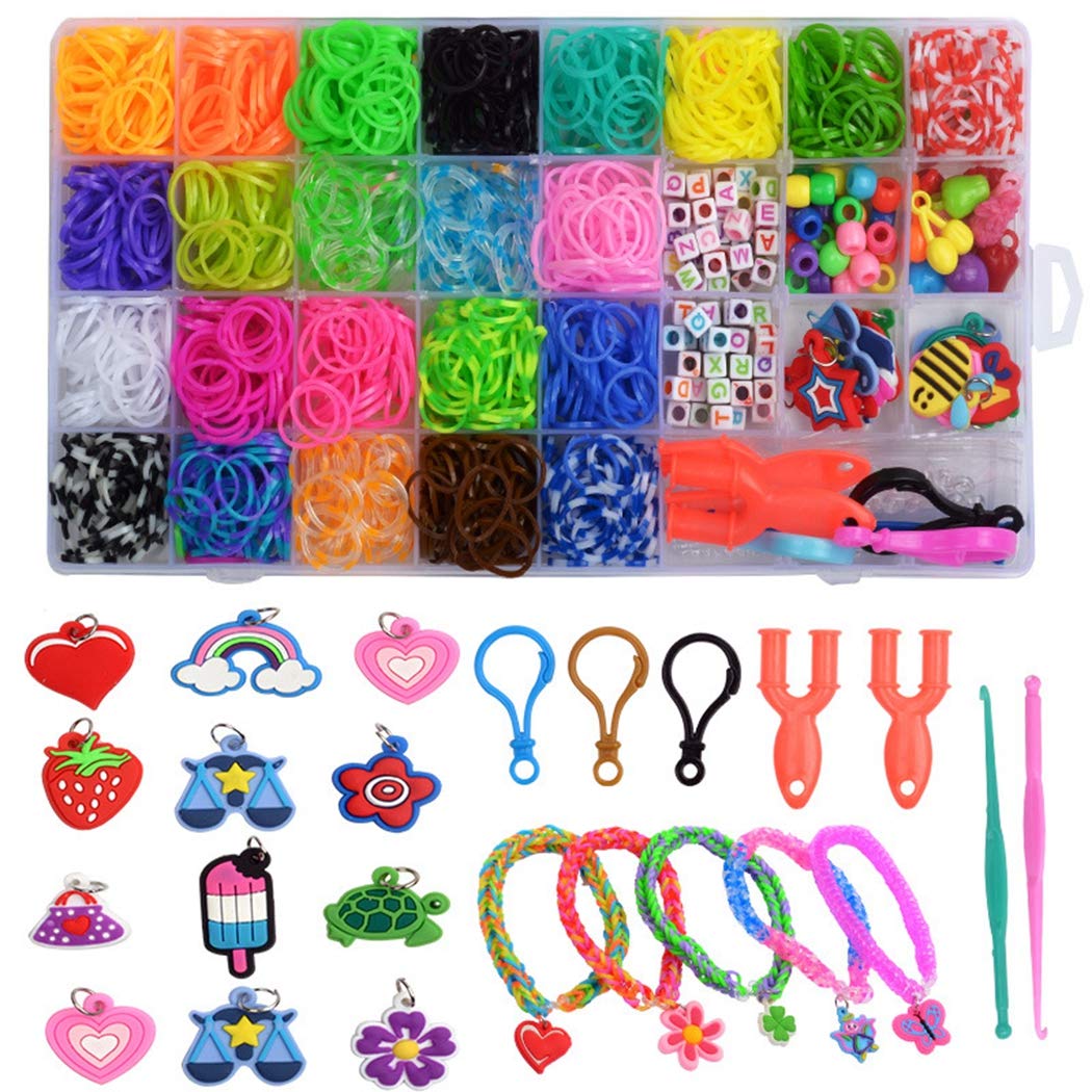 Legendog Rainbow Rubber Band Set Woven Bracelet DIY Loom Rubber Band Bracelet Making Kit for Kids