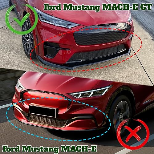 Miniatura 6 de HK5 Kit de 3 piezas de ABS estilo V para parachoques delantero, alerón de labio divisor lateral, protección compatible con Ford Mustang Mach-E GT