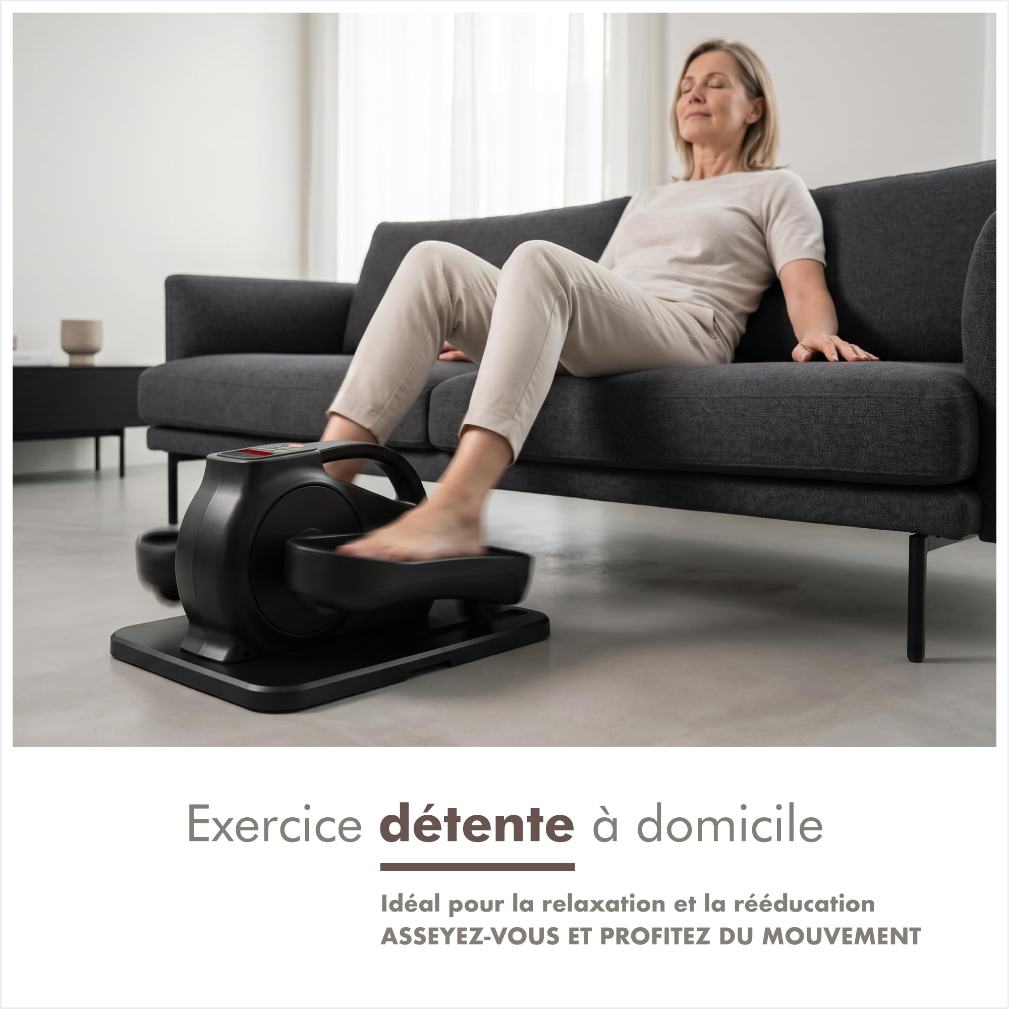 PORTENTUM Mini Velo elliptique électrique avec Bandes de résistance – Tapis et Sangles – Pédalier d'appartement Automatique et Manuel 12 Vitesses – Pedalier Moteur Silencieux