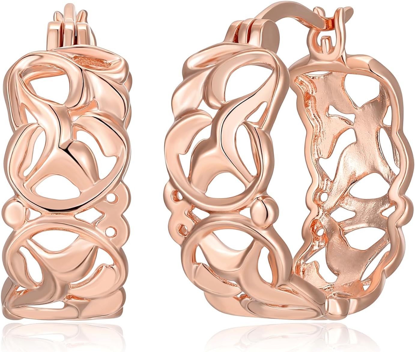 Morgan & Paige14k Rose Gold Plated Sterling Silver Filigree Hoop Earrings