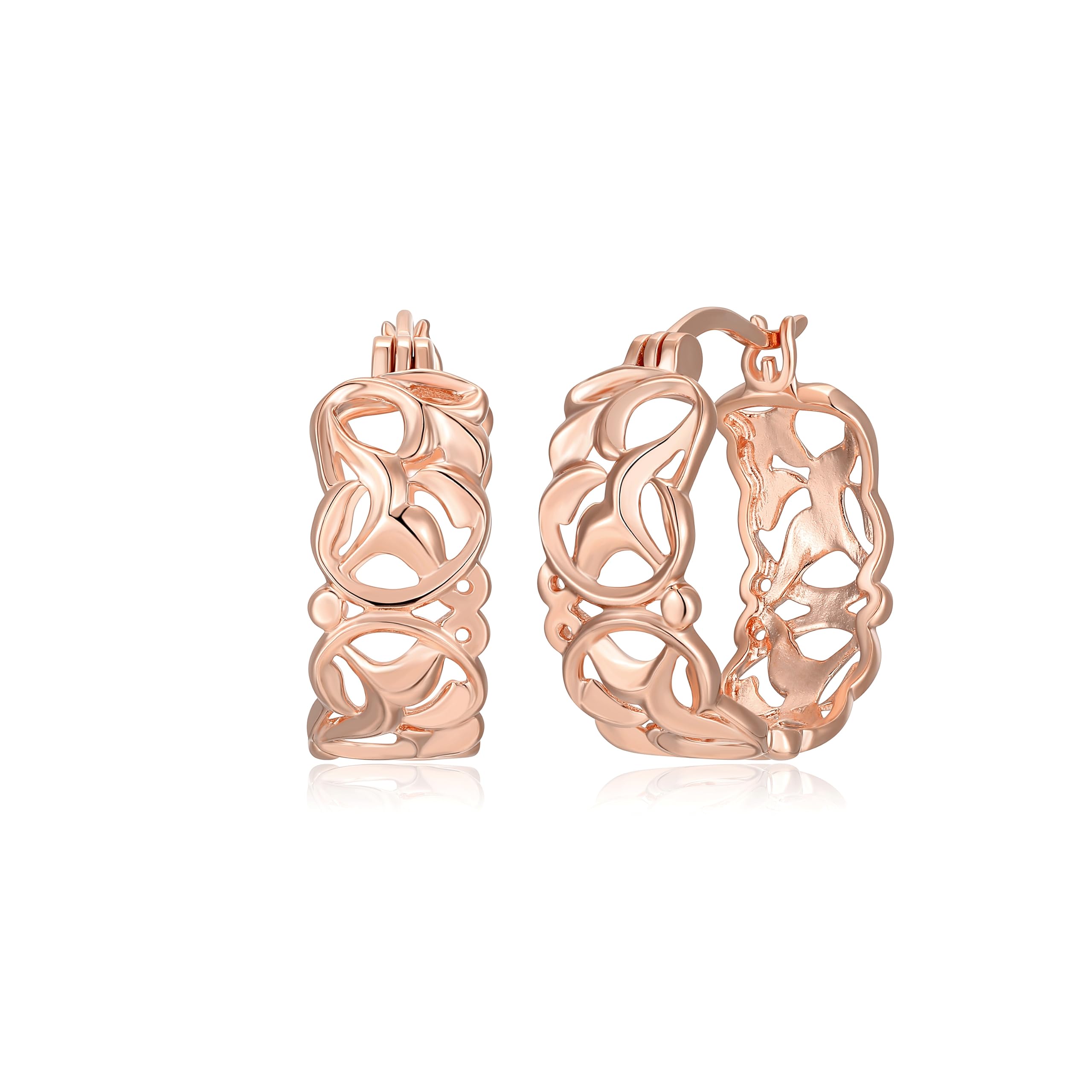 Morgan & Paige14k Rose Gold Plated Sterling Silver Filigree Hoop Earrings