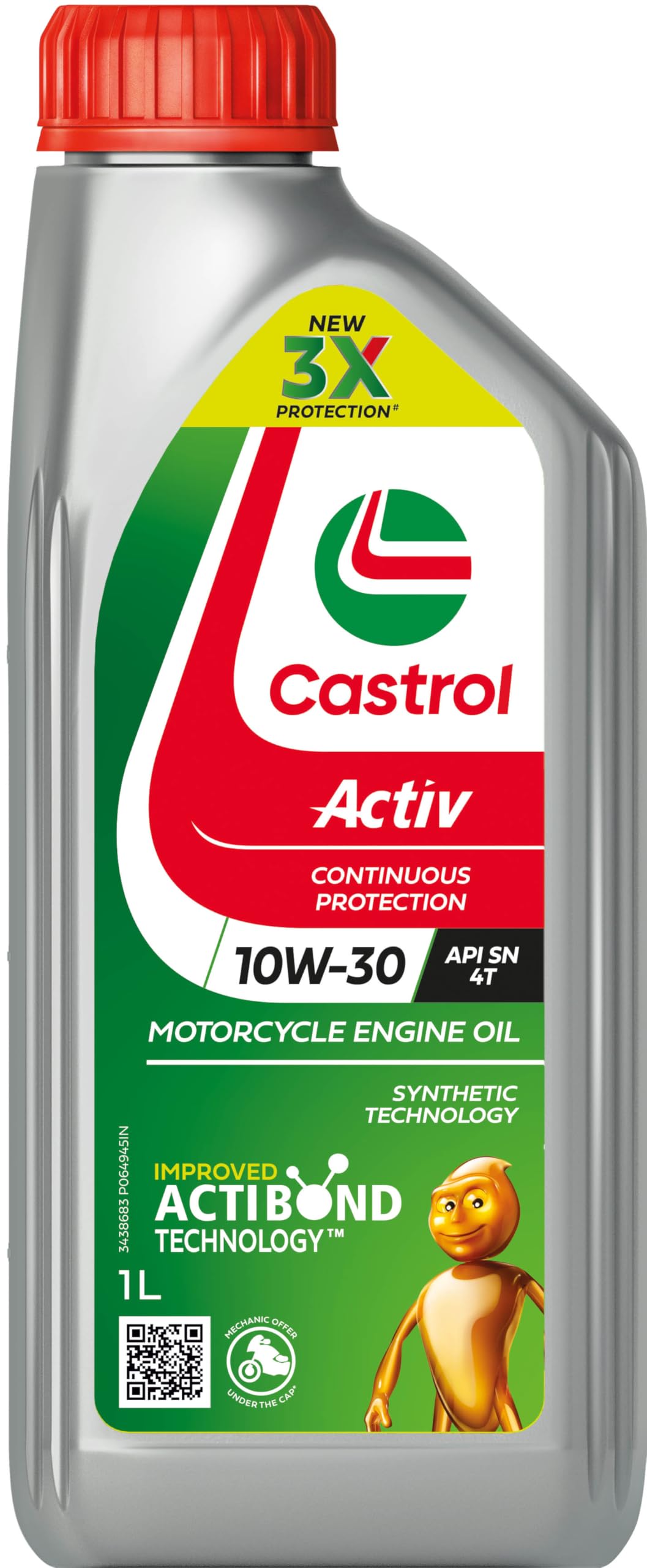 Castrol Activ 10W-30 Engine Oil | Actibond Technology | Suitable for Daily Motorcycle Commuters | 3X Protection | 50% More Start-Up Wear Protection | 1 L (B07QDNQK18) Amazon Price History, Amazon Price Tracker