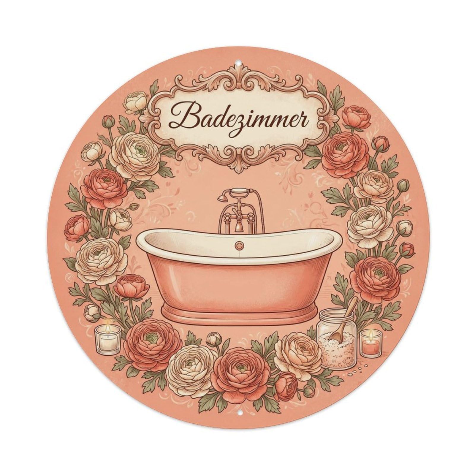 Tgrcjimh Style. Bathroom Ranunculus Floral Bathroom Metal Tin Sign
