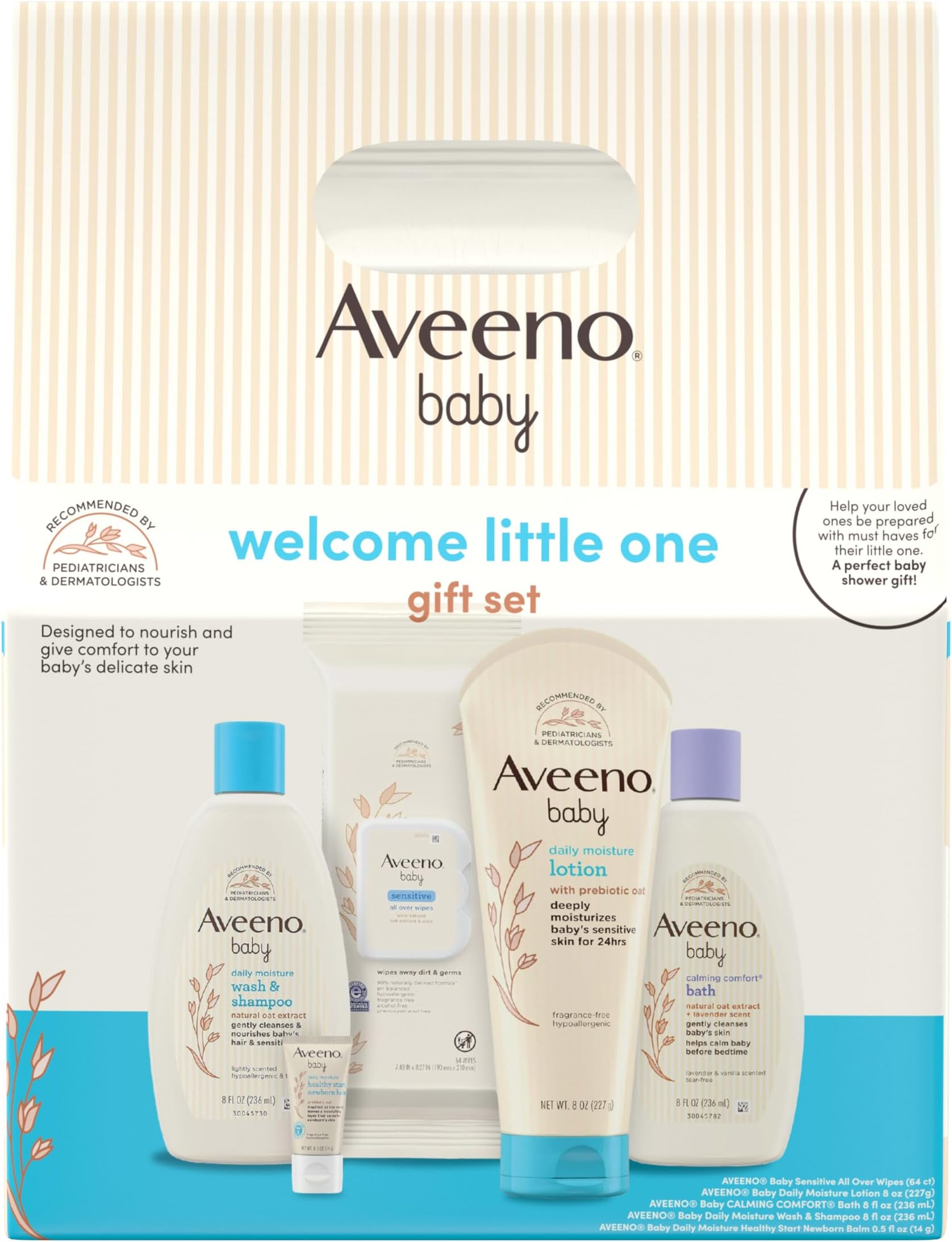 Welcome Little One Gift Set, Baby Skincare Set with Nourishing Baby Body Wash & Shampoo, Calming Bath Wash, All Over Baby Wipes, Daily Moisturizing Lotion, & Baby Balm, 5 Items