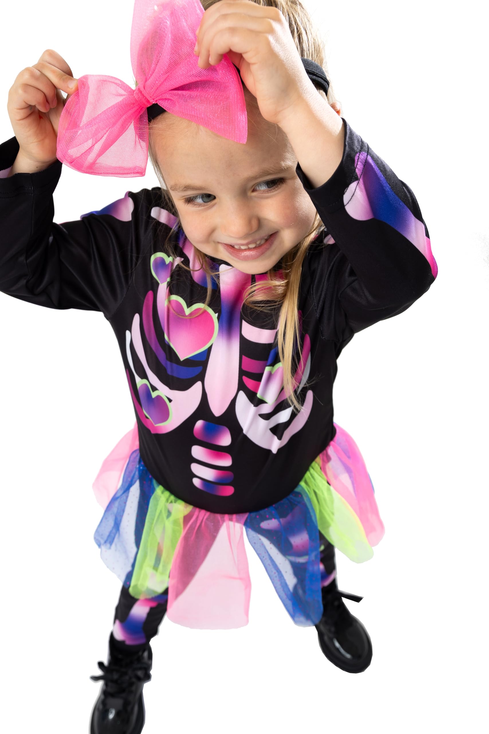 Blues Group Girls Skeleton Cutie Halloween Costume - Colourful Skeleton Jumpsuit with Tutu & Headband - 2-3 Years - Image 4