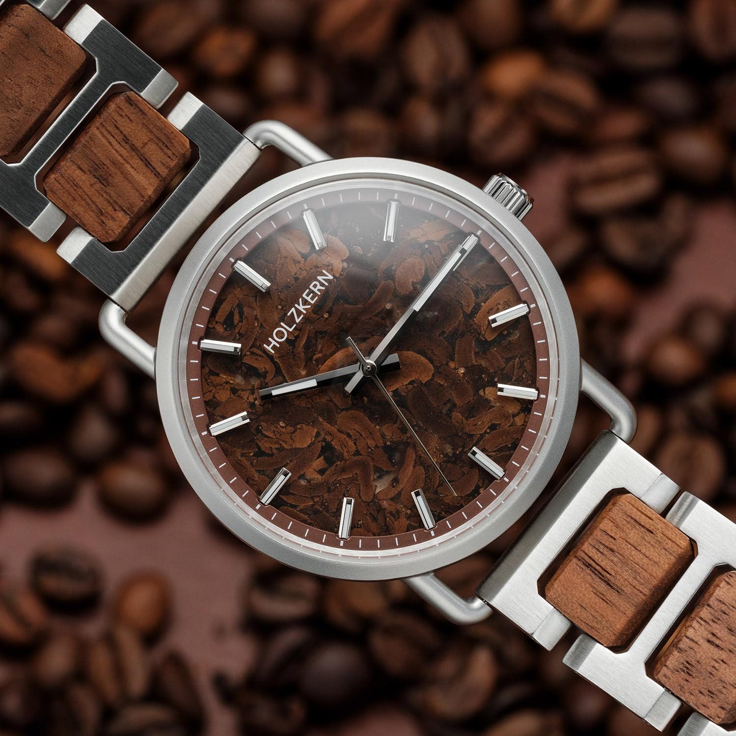 HOLZKERN Unisex-Uhr Quarz Espressino Kaffee/Walnuss 9010631022525