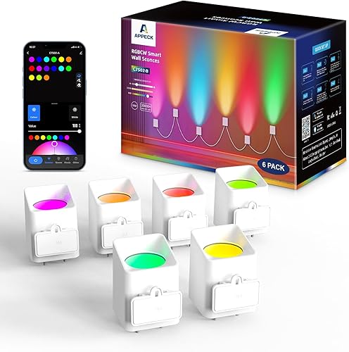 Miniatura 8 de RGBCW - Apliques de pared inteligentes  54 luces de pared WiFi de escenas dinámicas que funcionan con Alexa, sincronización de música y función de