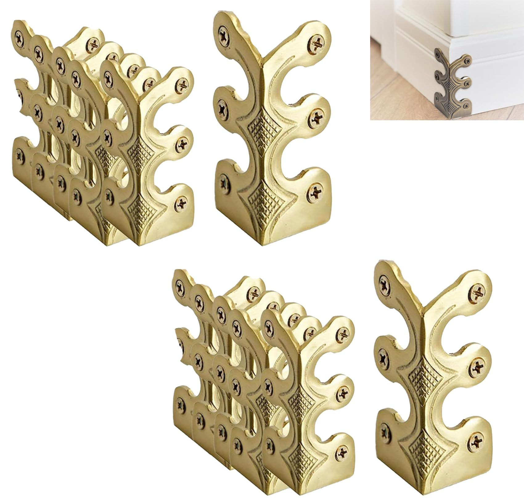 Fangatu Baseboard Corner Protectors, Solid Brass Skirting Board Corner Protectors, 2026 Upgrade Baseboard Corner Protectors (Gold,12Pcs)