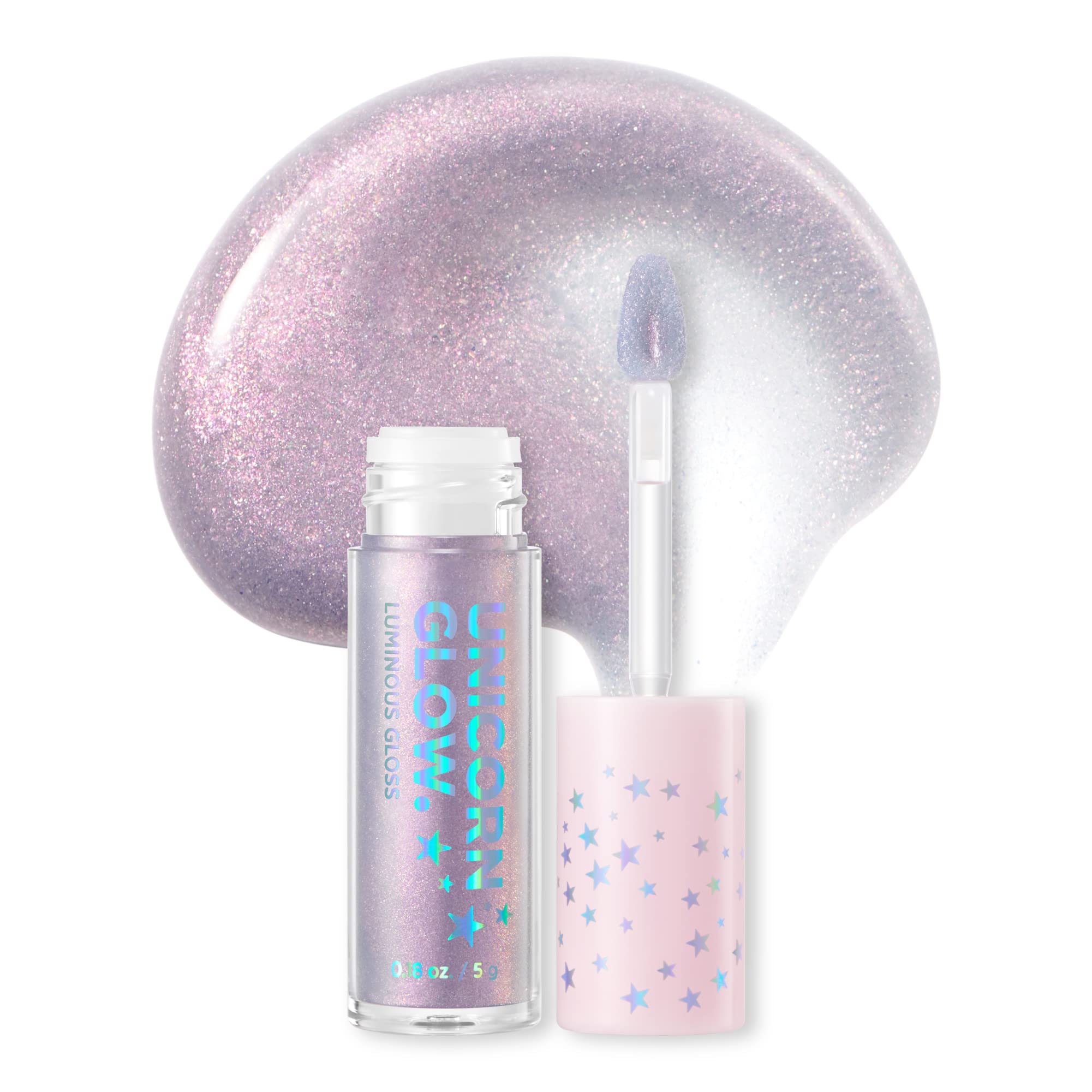 UNICORN GLOWLuminous Lip Gloss #4 Aurora - Shimmery Glitter Moisturizing Lip Gloss with Shimmery Finish - Lightweight, Sheer, and Hydrating[0.18 oz. / 5 g]