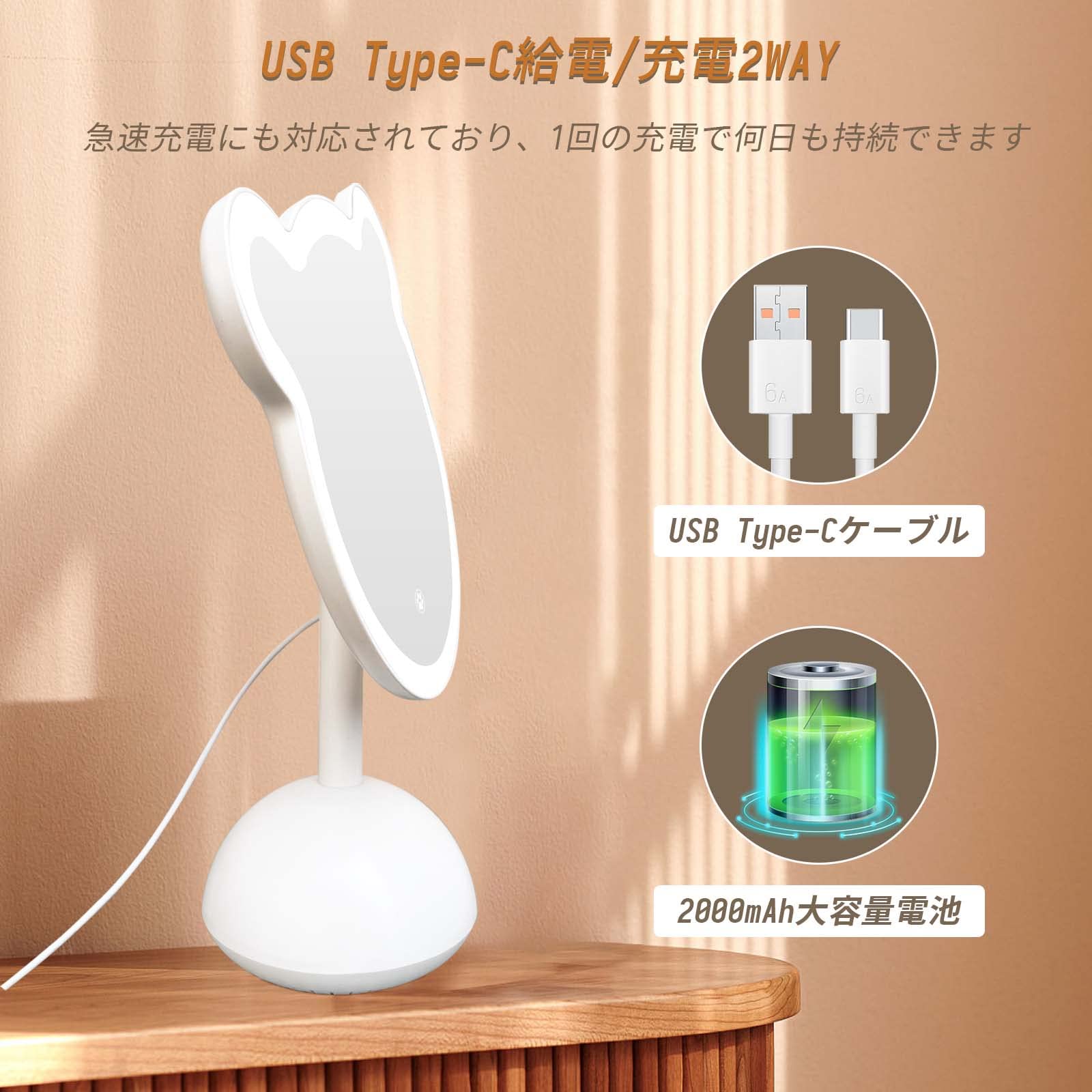 Amazon.co.jp: FENCHILIN 女優ミラー 鏡 卓上 ライト付きミラー
