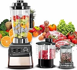 3L Batidora Multifunción, 3 en 1, Batidora Profesional de 9500W,Tres Jarras,Cuchillas de Acero Inoxidable,15 Velocidades Ajustables,Batidora para Batidos, Granizados y Frutas (3 en 1)