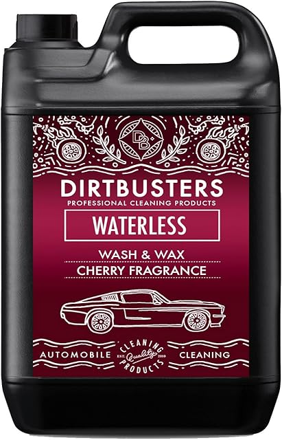 Dirtbusters Waterless Wash And Wax Car Cleaner, Easy To Use Spray On Wipe Off Car Shampoo And Wax For A Shiny Hydrophobic Polish Finish, Cherry (5L)