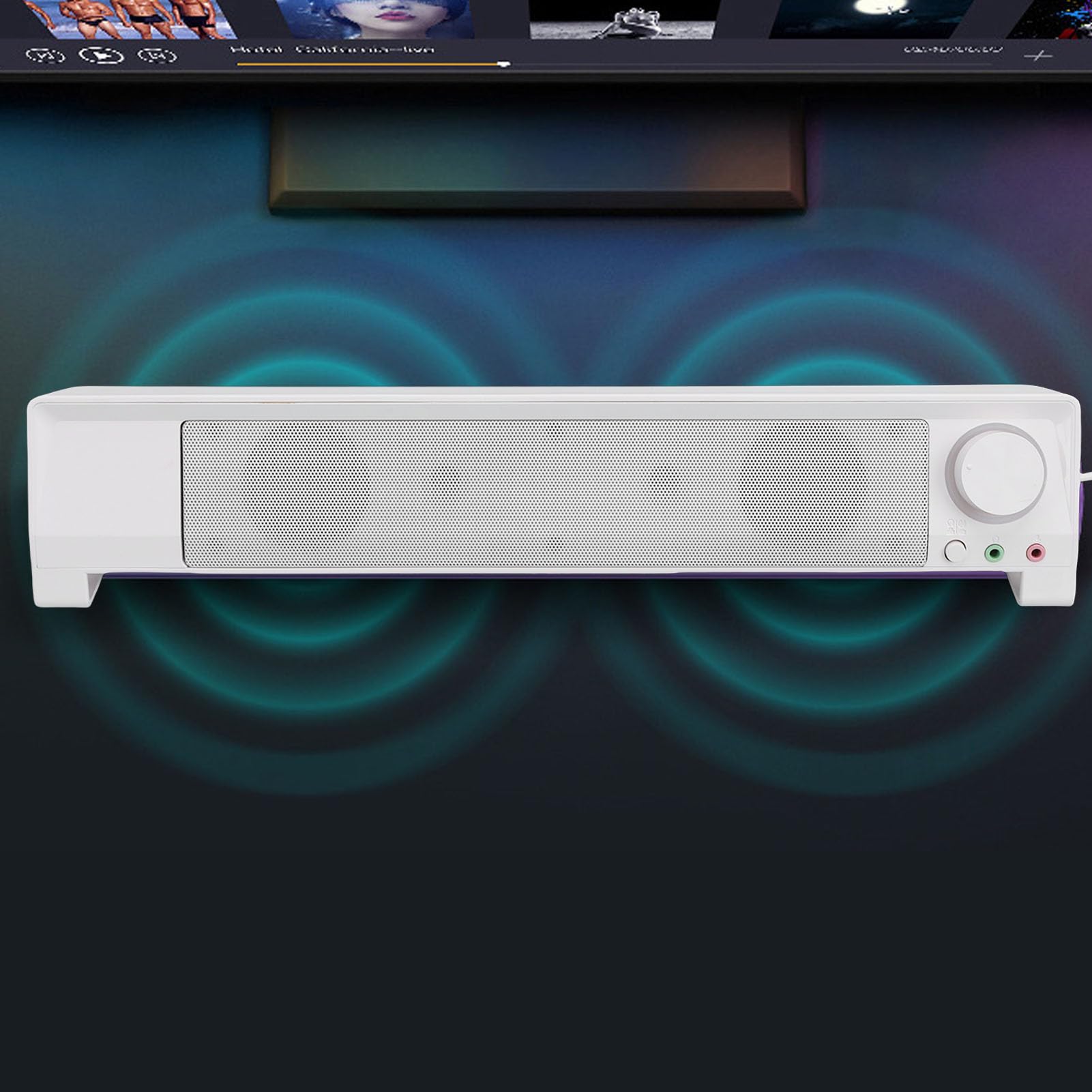 Cryfokt Głośnik Komputerowy USB, Komputer Stacjonarny Laptop Głośnik Konferencyjny Obsługujący Mikrofony, Dźwięk 3D Port USB 3,5 Mm do Inteligentnego Biura Domowego i Nauki Online