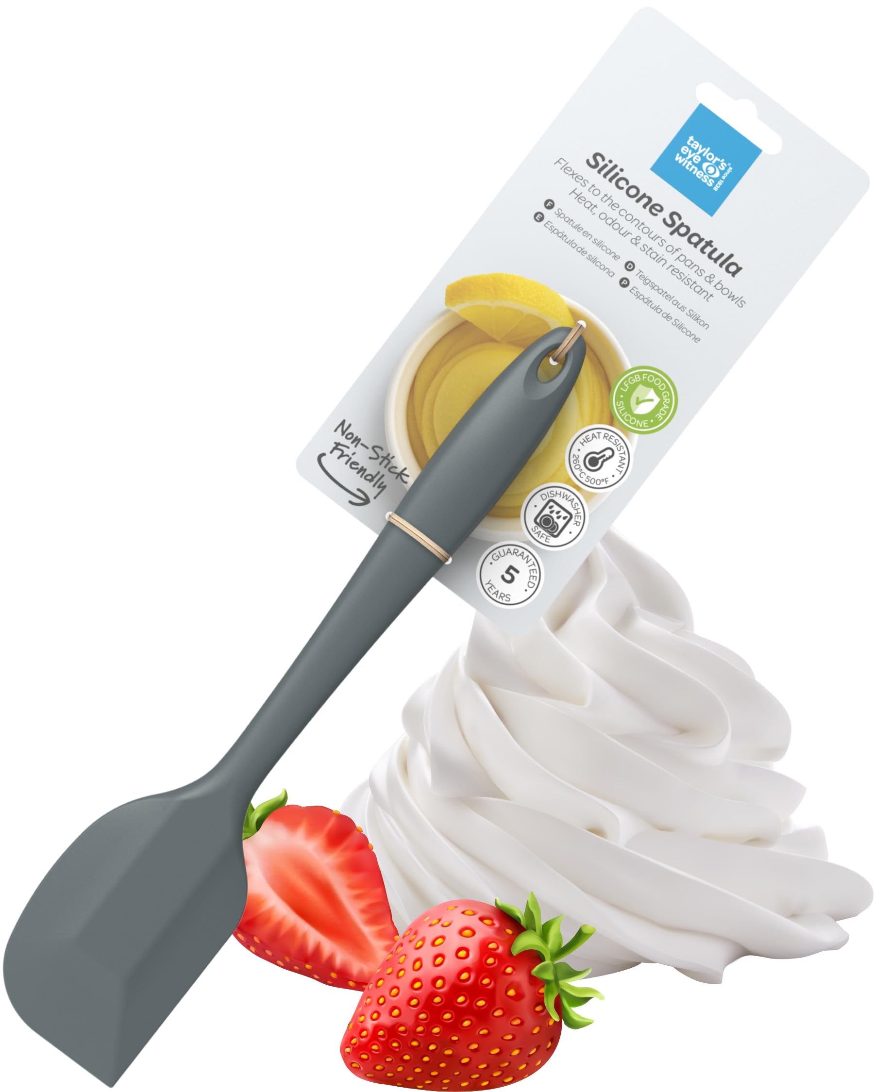 Taylors Eye Witness Large Silicone Graphite Grey Flexible Spatula - Dishwasher Safe, Heat Resistant (260°C/500°F)
