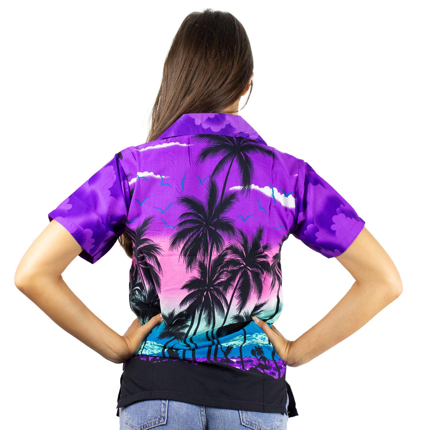 V.H.O. Funky Hawaiian Shirt – Lightweight, Bright Print, Unisex Beach Shirt (Purple, S)
