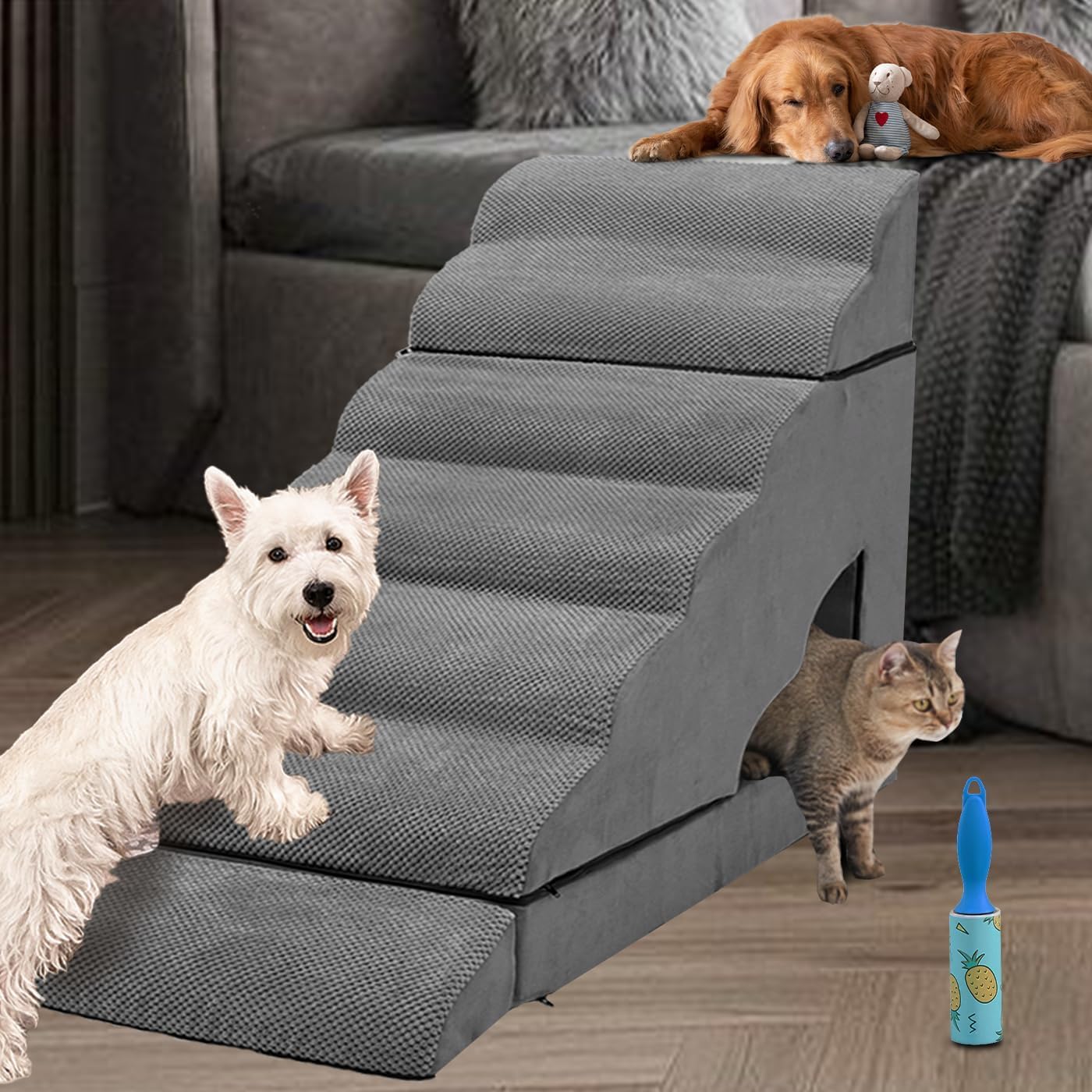 7 Step Canine Stairs for Excessive Beds Sofas 28-35 Inch, Non-Slip Pet Stairs …