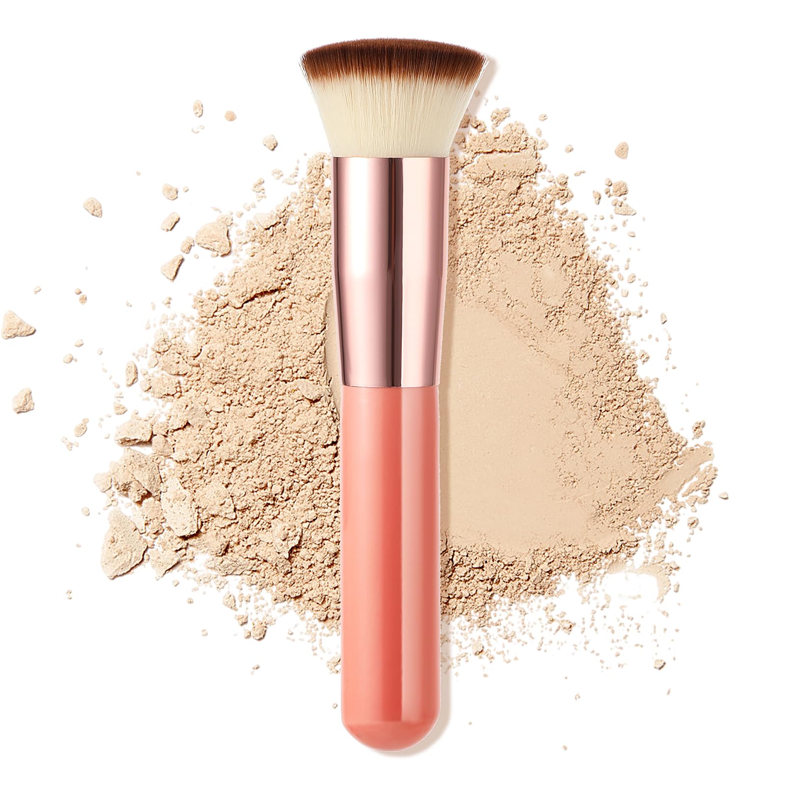 WY LIGHTING LEVELFoundation Brush for Liquid Makeup, Flat Top Kabuki Foundation Brush Makeup Tools Concealer Brush Professional Makeup Brushes for Cream Powder Blush and Concealer, Pink