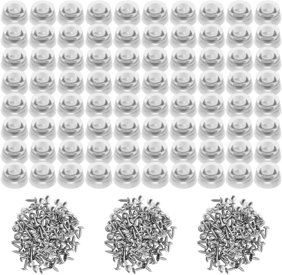 TopPerfekt 120 Pieces Soft Cutting Board Rubber Feet with 304 Stainless Steel Screws, 0.31 x 0.59 (HD), Not Slip, Non Marking, Anti-Skid, Fine Grips for Furniture, Electronics and Appliances