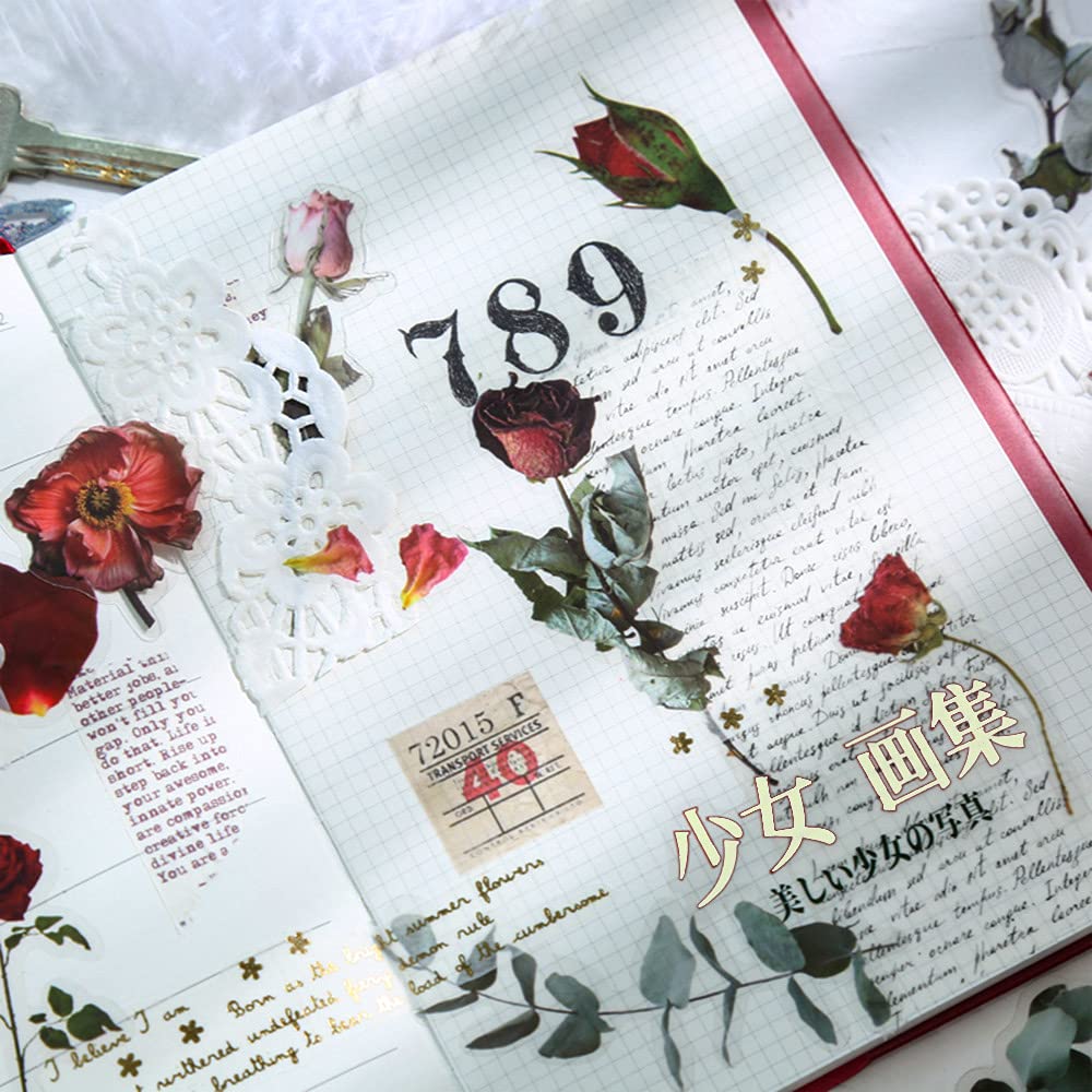 556 Autocollants Fleurs Scrapbooking – Motifs Pivoines, Lavande & Feuilles Tropicales