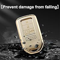 Vista 3 de Funda para llavero de automóvil Honda con llavero para Honda Accord Civic Passport Pilot Odyssey Ridgeline HRV CRV Insight, color dorado