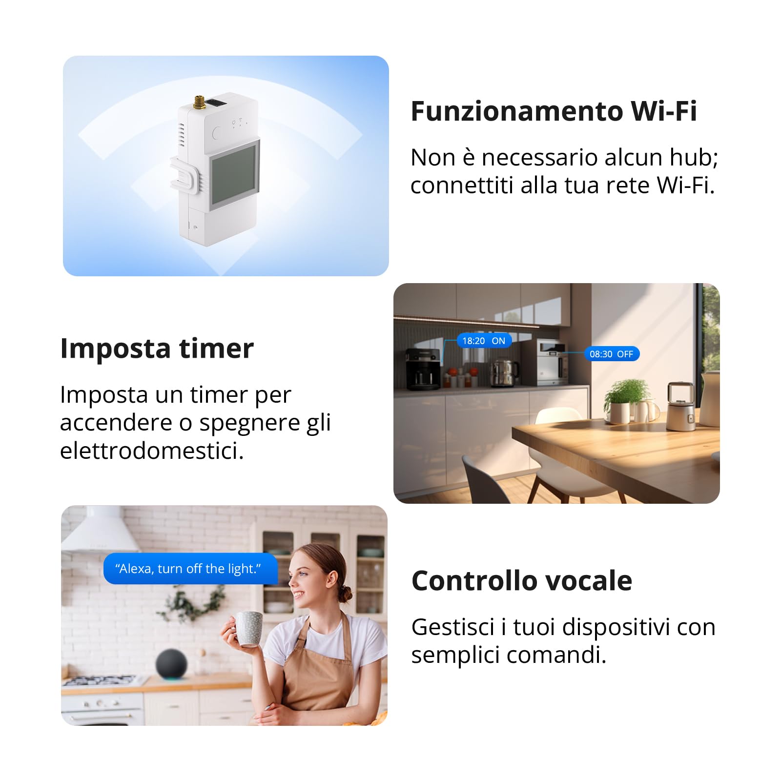 SONOFF Misuratore di Consumo Energetico WiFi POWCT Bianco