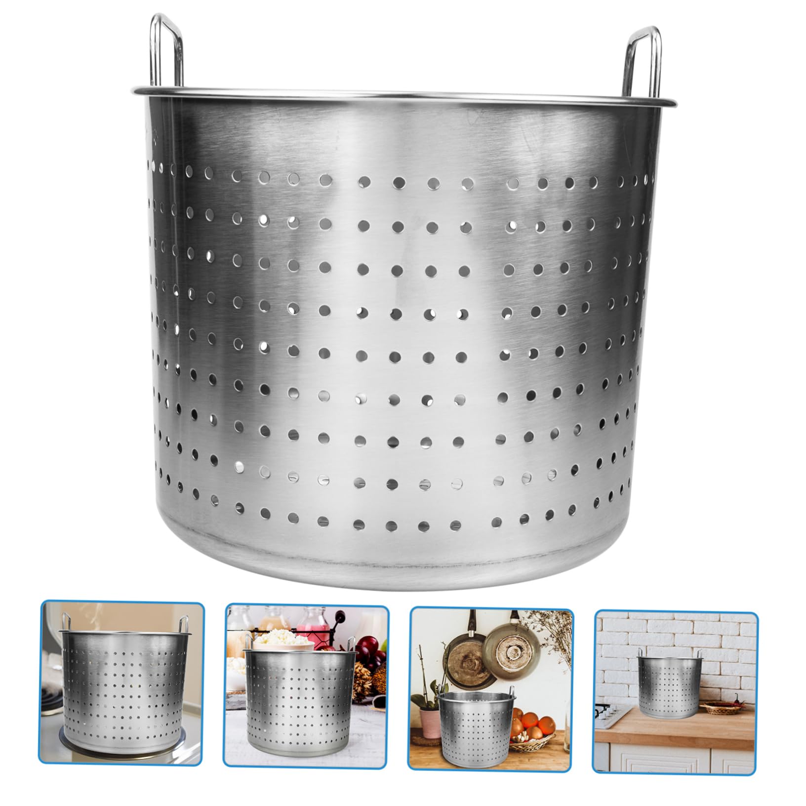 Mobestech Olla Agujereada para Cocer Mariscos y Carnes Fácilmente para Cangrejos de Río de Acero Inoxidable Mango Diseño Pulido y Superficie Lisa
