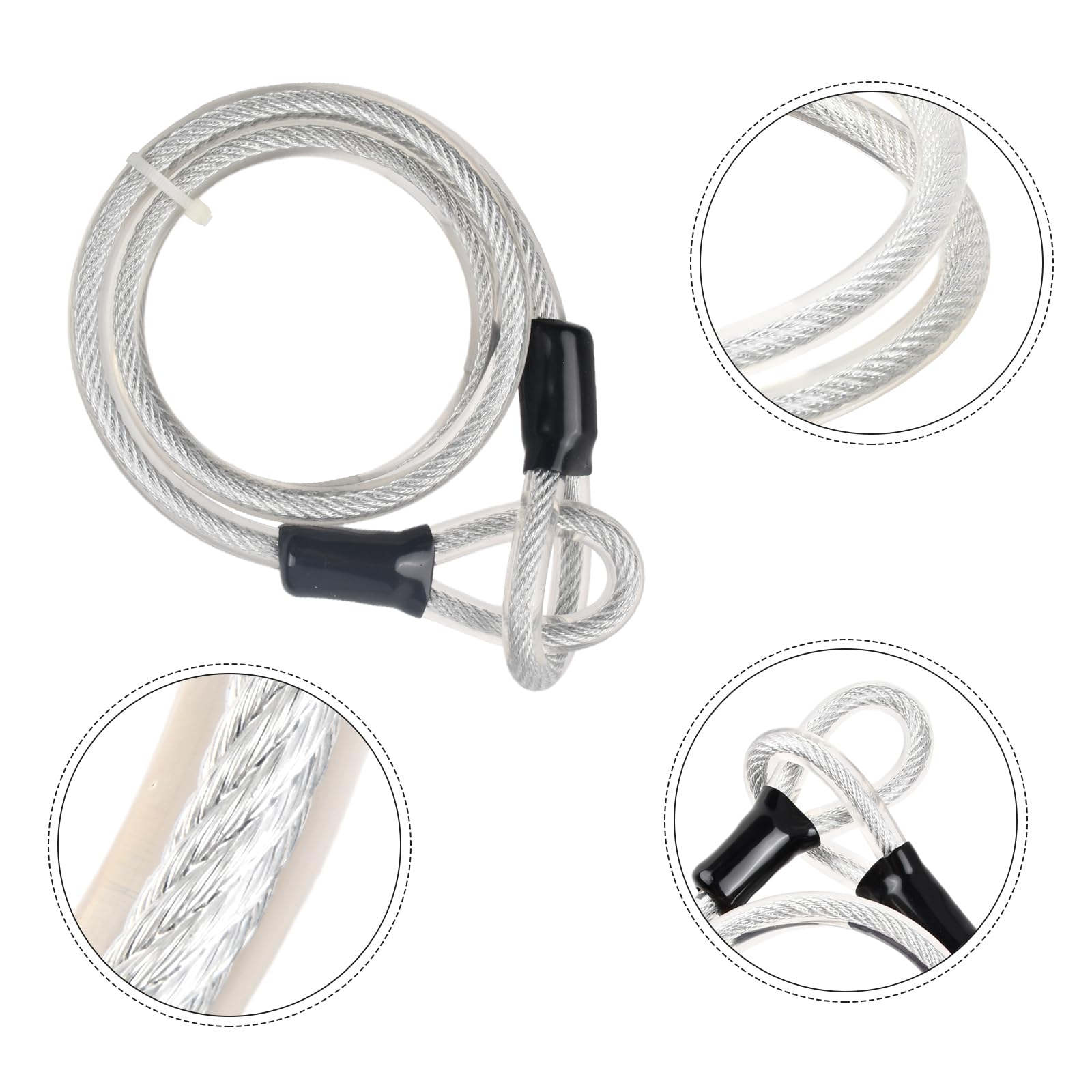 Cavo di sicurezza per bicicletta, 12 mm x 1,2 m, cavo intrecciato in acciaio, cavo di sicurezza in acciaio con occhielli, lucchetto per la sicurezza della bicicletta