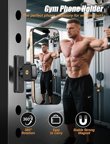 Miniatura 2 de Soporte magnético para teléfono de gimnasio: soporte magnético ajustable de 360 grados, accesorios de gimnasio para hombres y mujeres, compatible