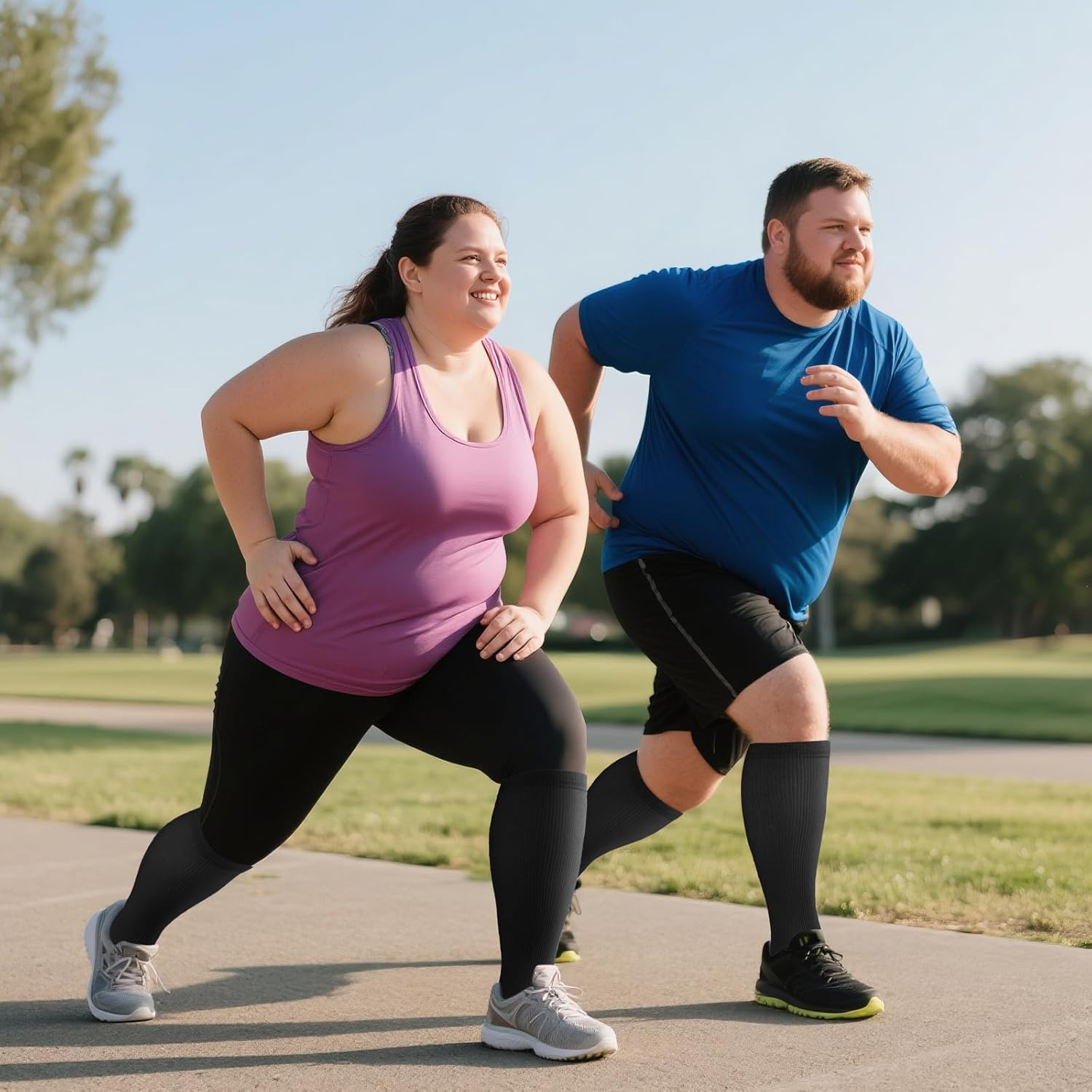 4 Pairs Plus Size Compression Socks,Extra Wide Calf 20-30 mmHg Knee High Compression Socks for Men Women Circulation - Image 4